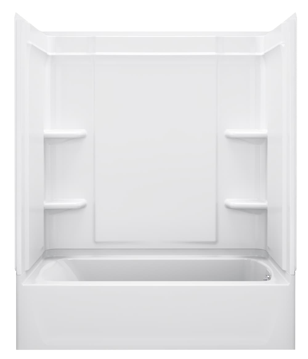 Sterling Ensemble White 4-Piece 32-in x 60-in x 75-in Bathtub & Shower ...