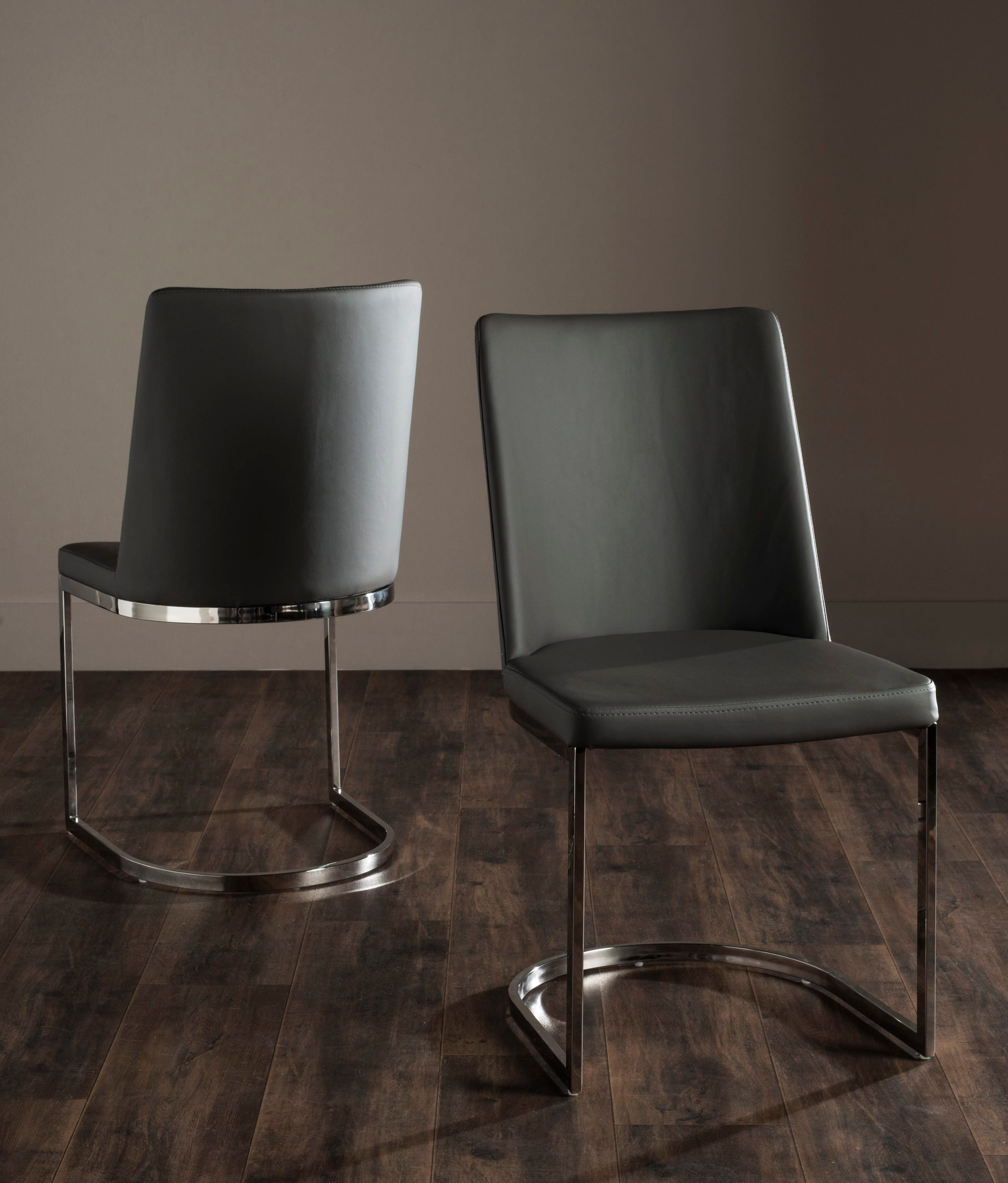 Safavieh FOX2013H-SET2 Set of 2 Parkston Contemporary/Modern Faux Leather Upholstered Side Chair (Metal Frame)