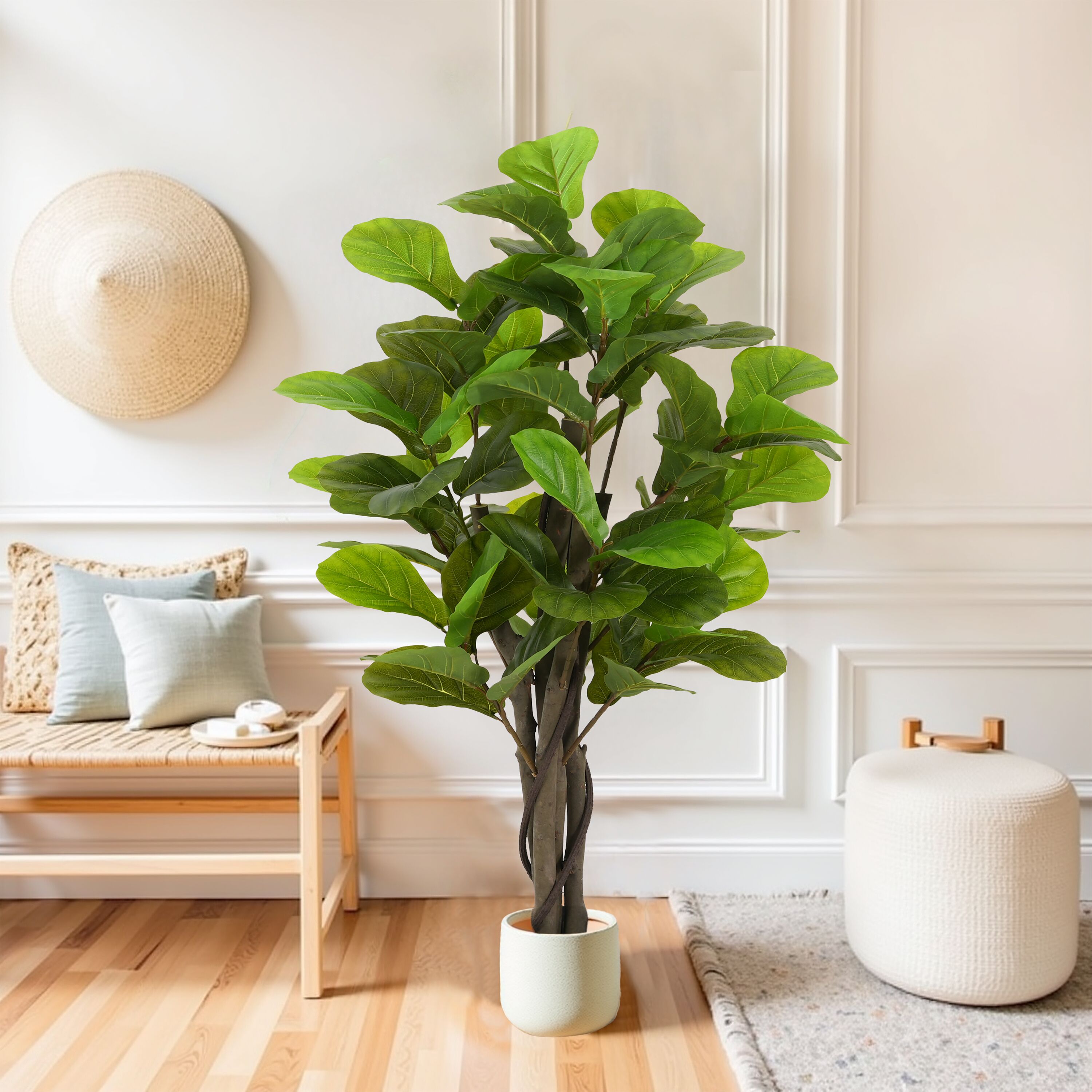 Christopher Knight Home 334597 Elegant 51in Artificial Fiddle Leaf Fig Tree with Pot  Perfect for Home Interiors
