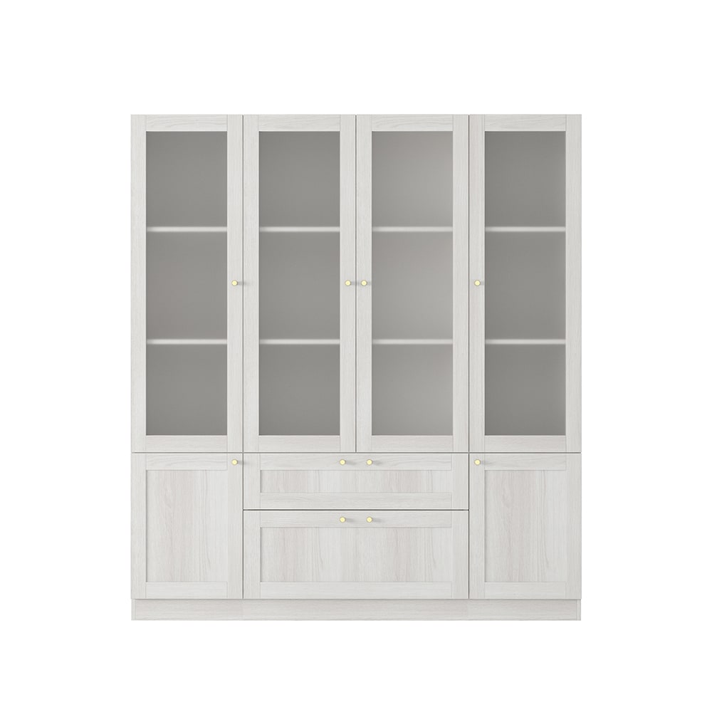 Homsee V-KF020522-01-AB Modern Frosted Glass Door Bookcase Adjustable Shelf Gold Handles Anti-Tip Safety Storage Cabinet for Living Room Study
