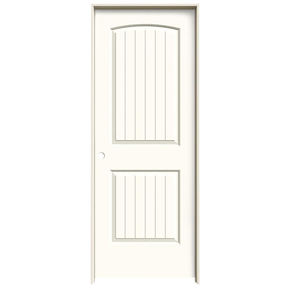 JELD-WEN Santa Fe 24-in x 80-in White 2-panel Round Top Plank Hollow Core  Prefinished Molded Composite Right Hand Single Prehung Interior Door in the  Prehung Interior Doors department at