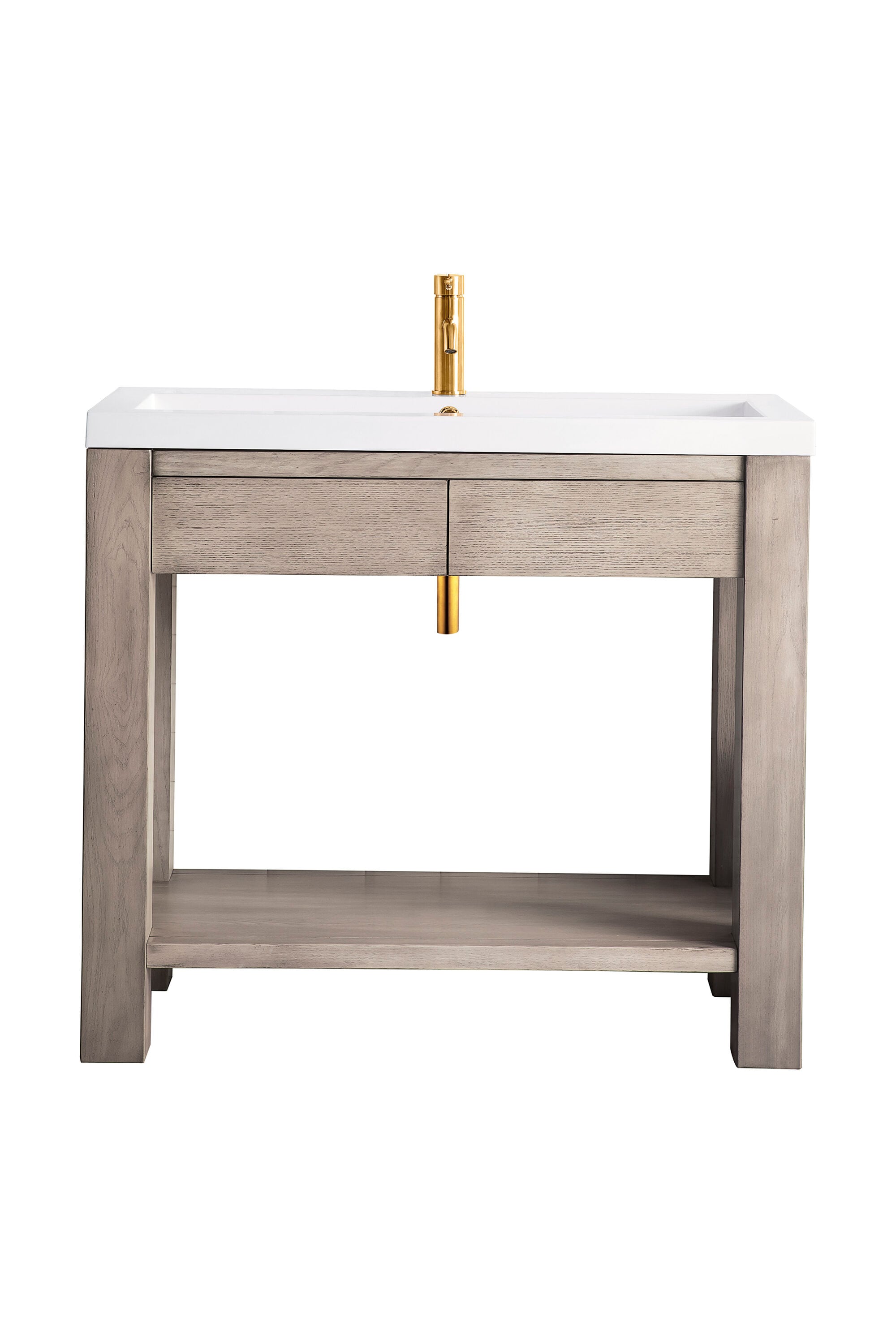 Brooklyn 39.5 in. Console Sink with Wooden Base in Platinum Ash