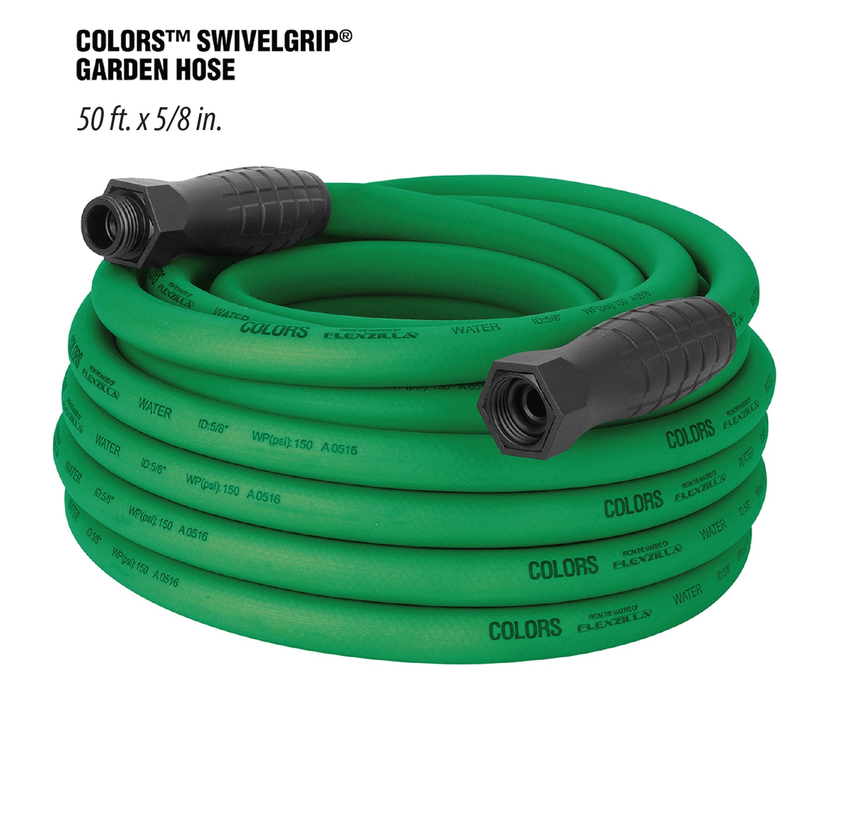 Flexzilla COLORS SwivelGrip 5/8-in x 50-ft Premium -Duty Kink Free Hybrid polymer Green Hose #HFZC550GRS