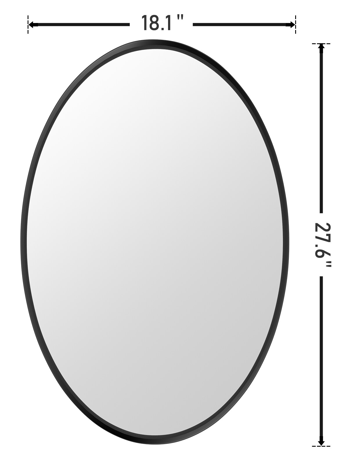 Forclover FH Oval Entryway Bathroom Mirror 18in W x 28in H Black Oval