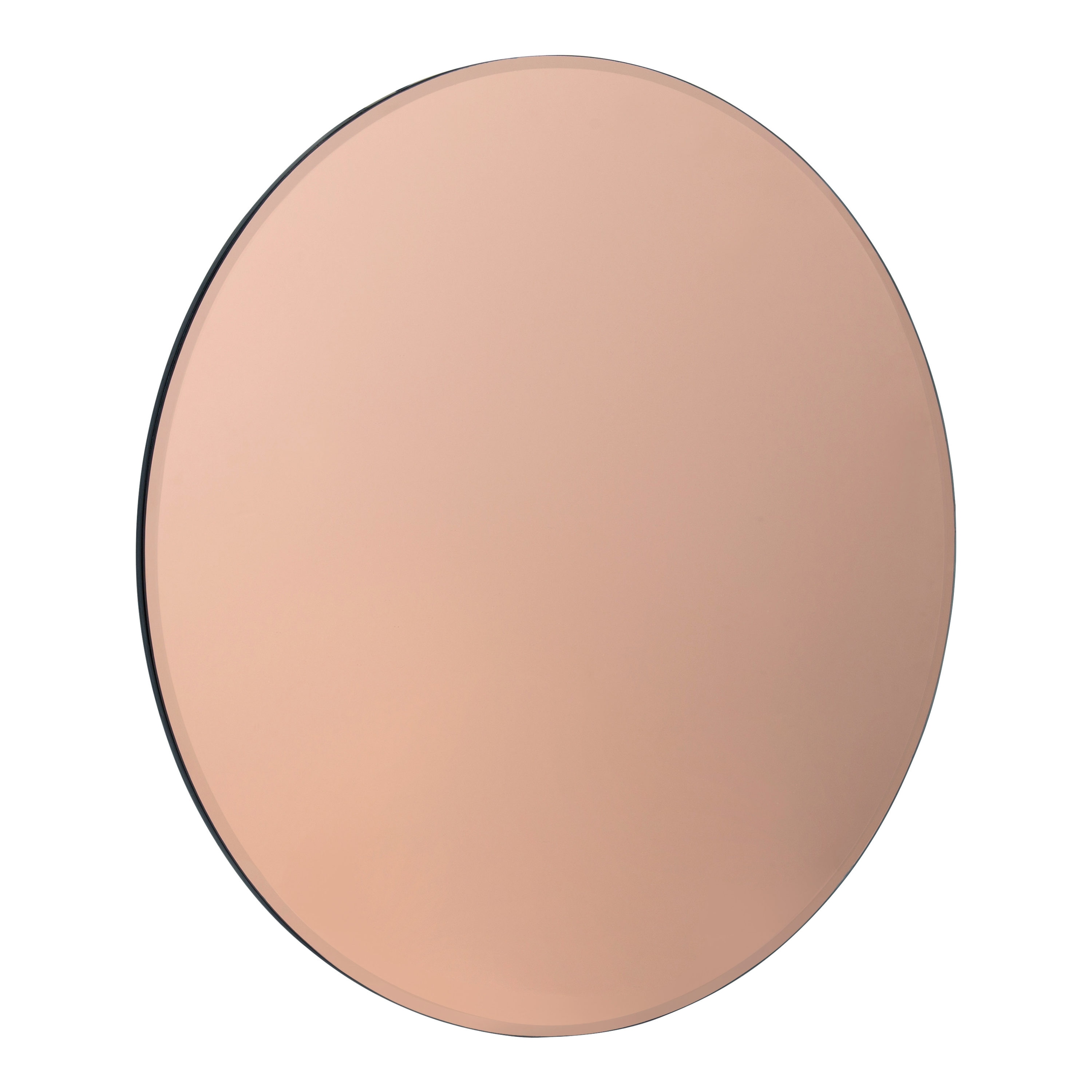Kate and Laurel 213564 Azalea 26-in W x 26-in H Round Rose Gold Beveled Frameless Wall Mirror