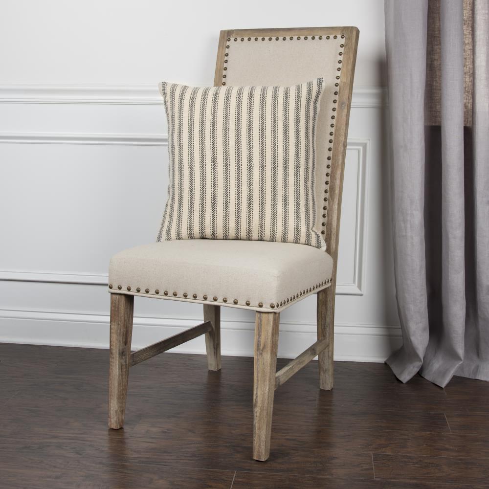 Elegant Ticking Stripe Square Throw Pillow in Red and Beige