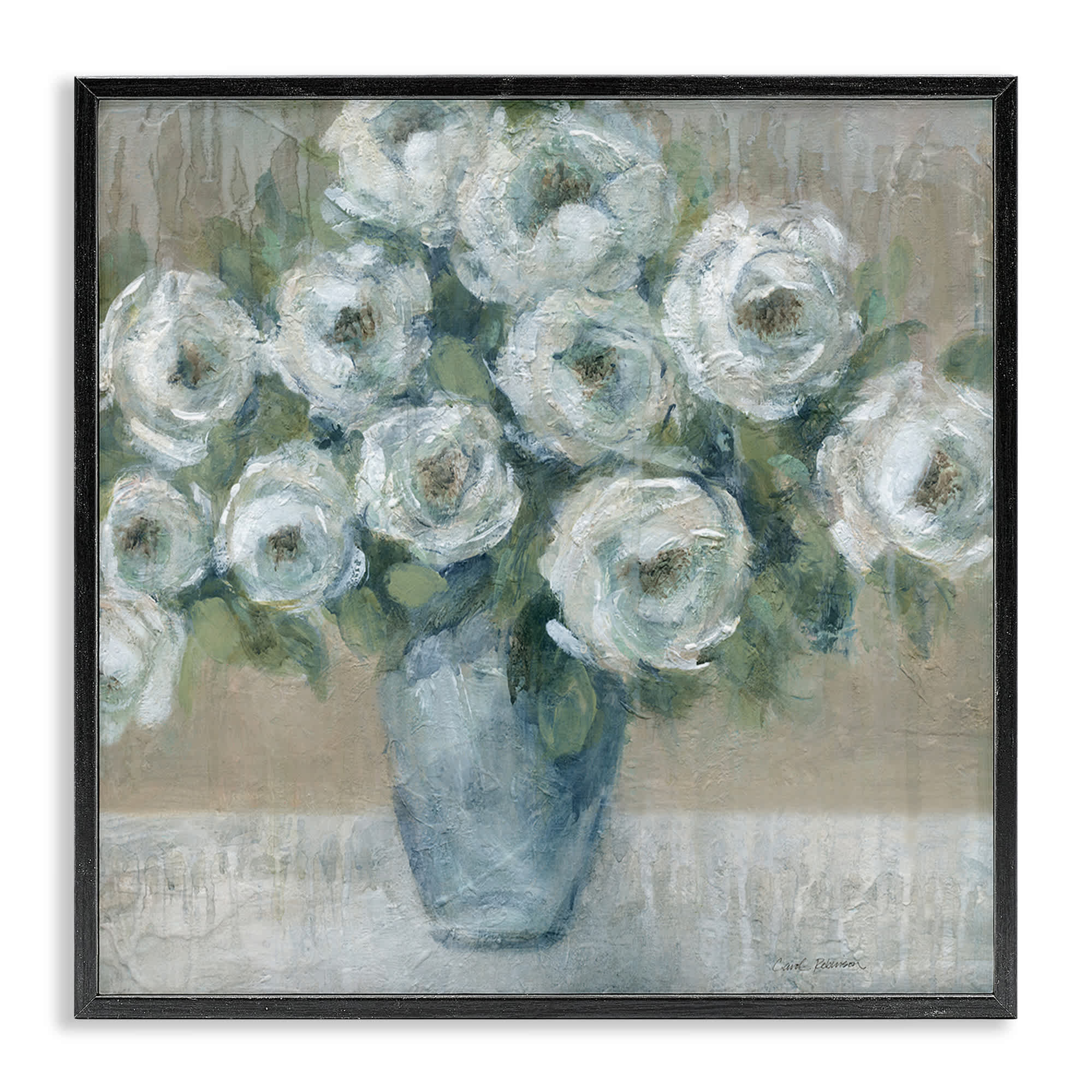 Stupell Industries BS-259-FR-12X12 Round Painted Roses Black Framed Giclee Art By Carol Robinson 12 x 12