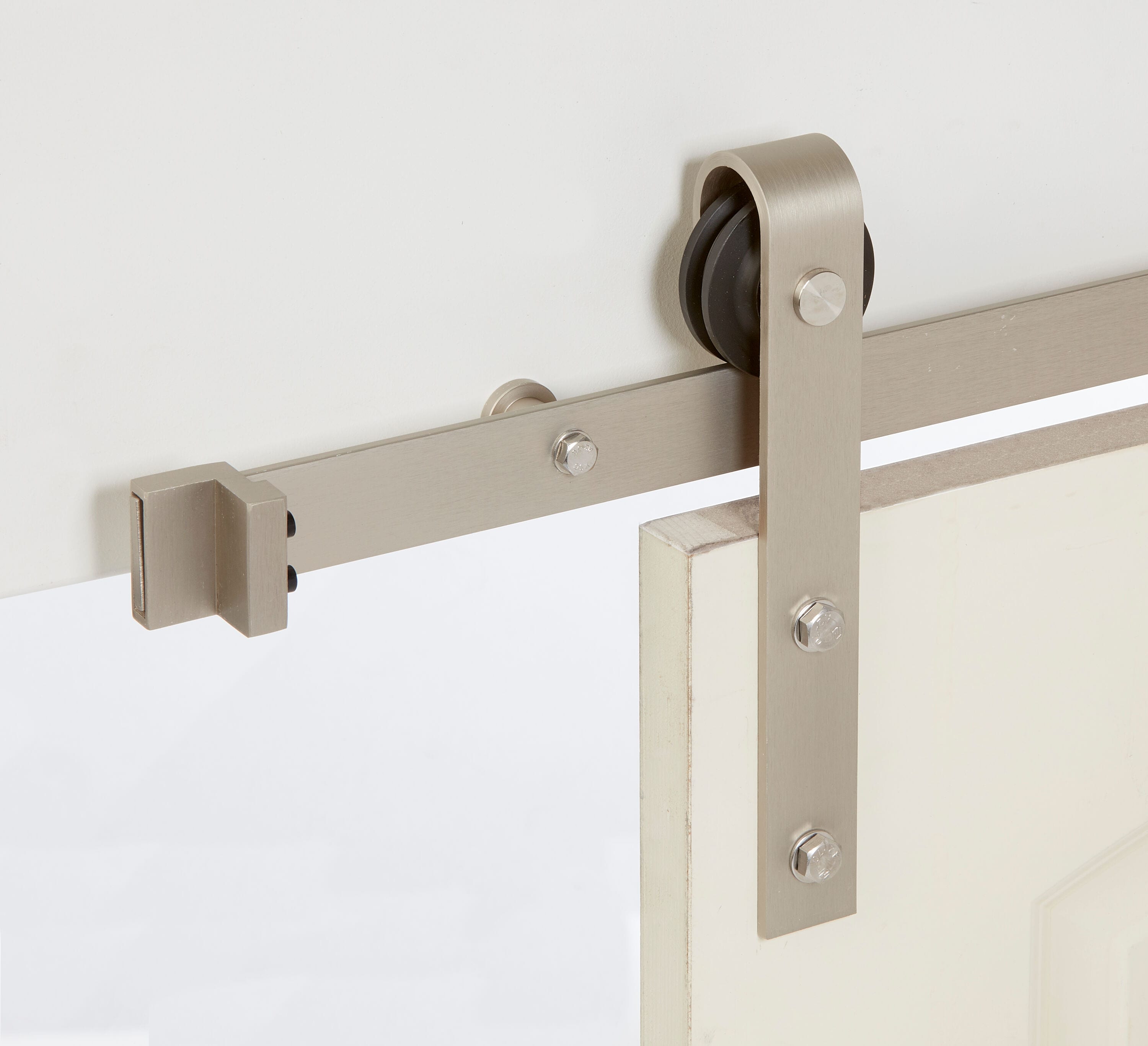 Brushed Nickel Barn Door Hardware Kit - Flat Hangers - Walston  Architectural Products