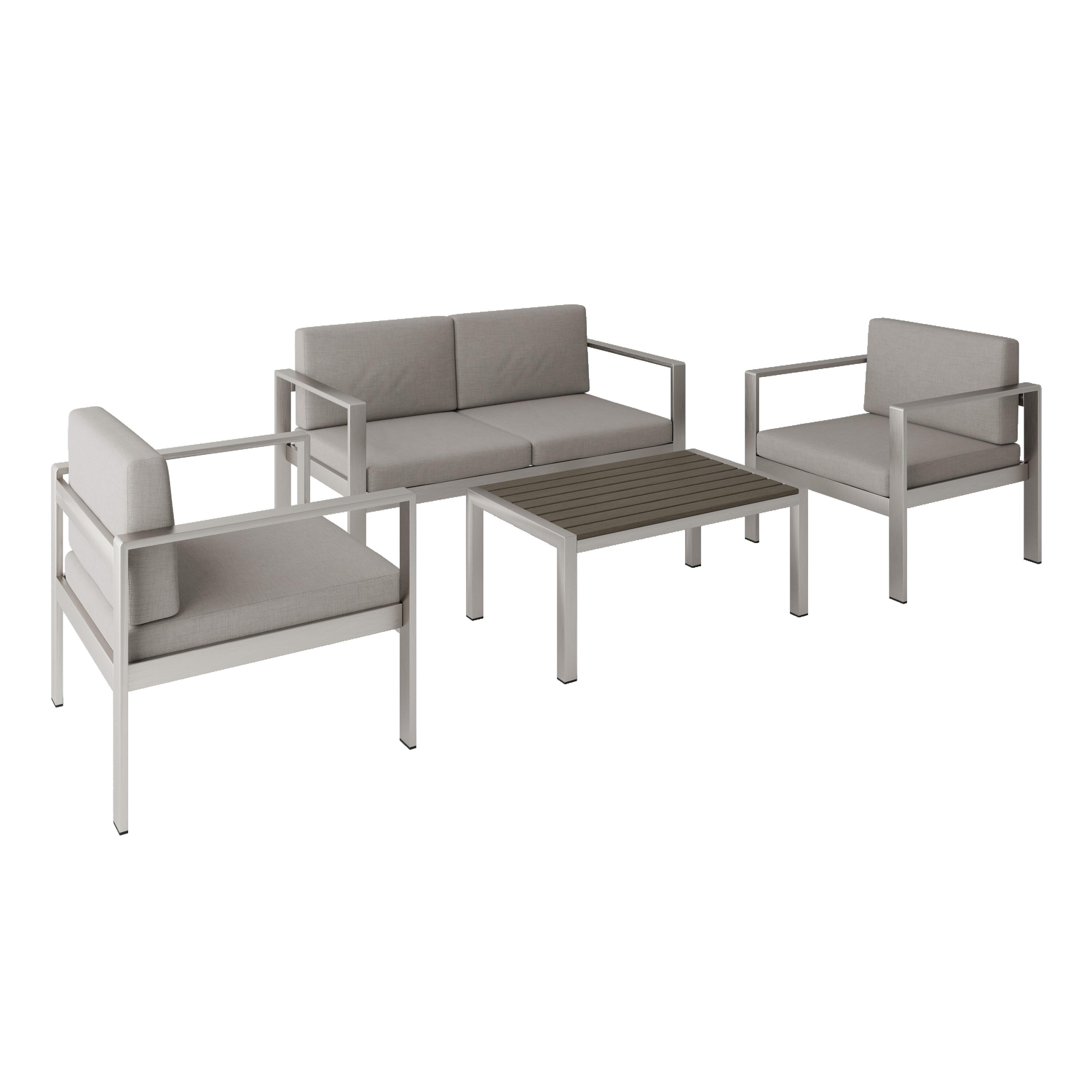 Bayfeve BF-229818-PCS 4 -Piece Patio Conversation Set with Gray Cushions