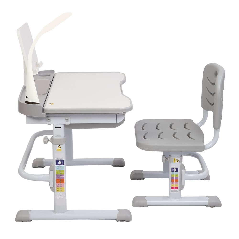 Winado 446441344820 Student Desk 27.56-in Gray Kids Student Desk with Chair