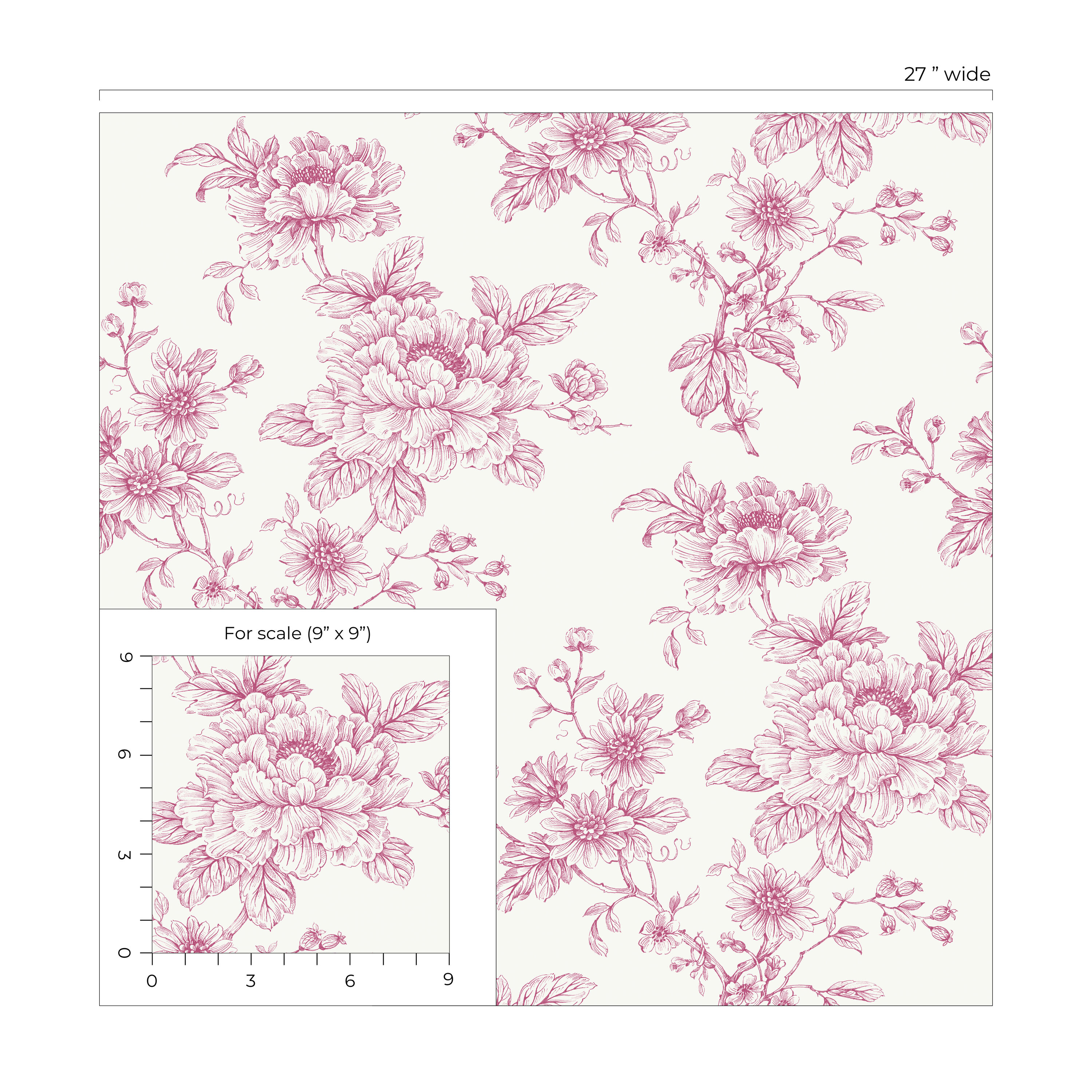 Pink Floral Self-Adhesive Vinyl Wallpaper Roll