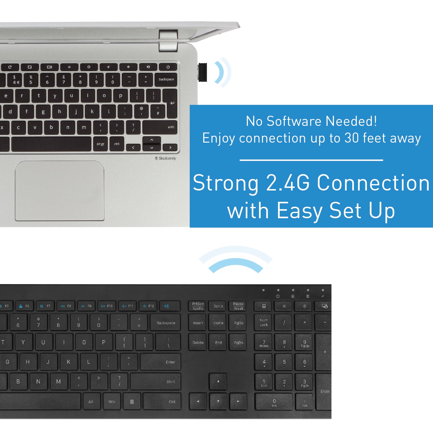 Macally 2.4G Wireless Keyboard, Ultra Slim Full Size Keyboard With ...