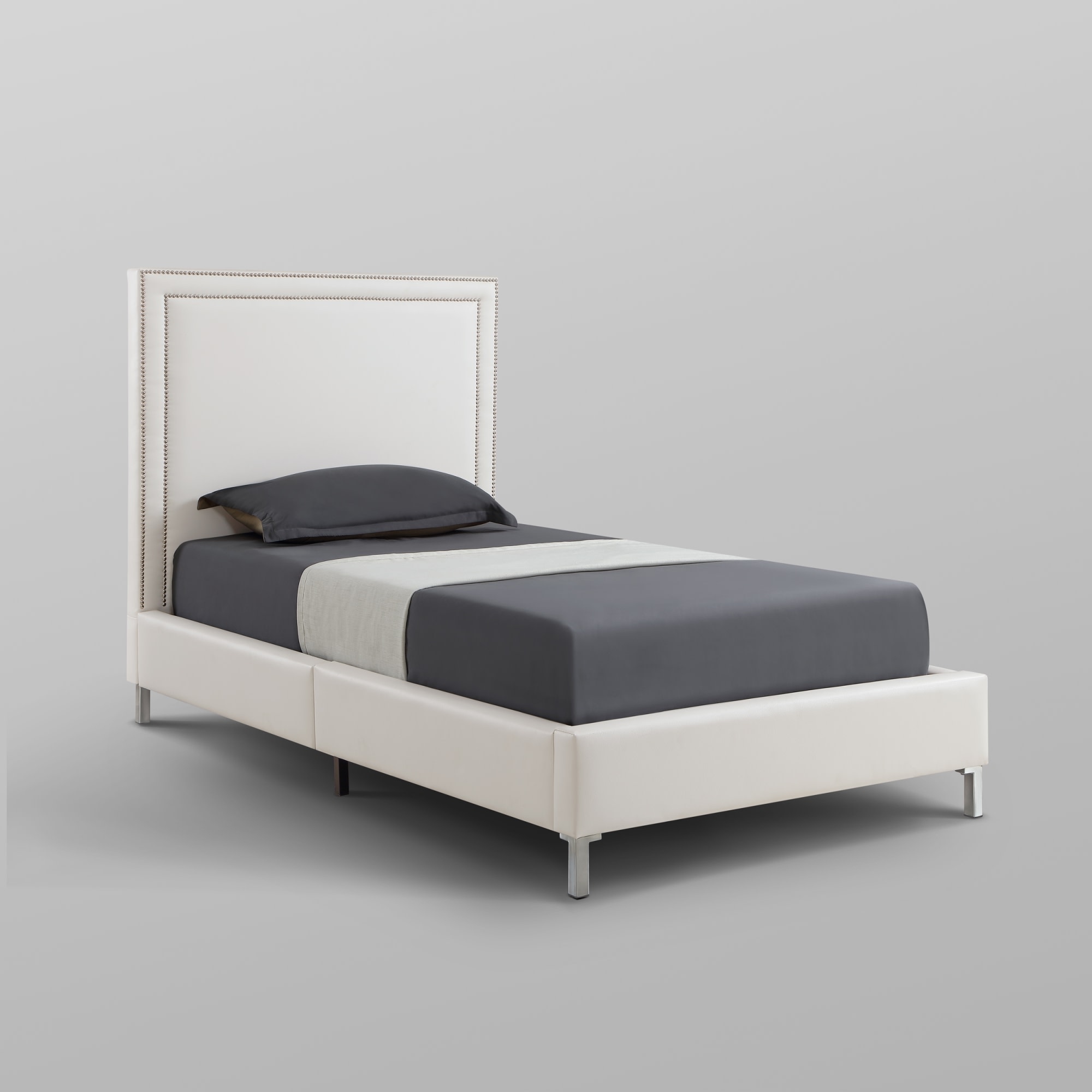 Inspired Home Samuele White Twin Wood Bed Frame in the Beds department ...