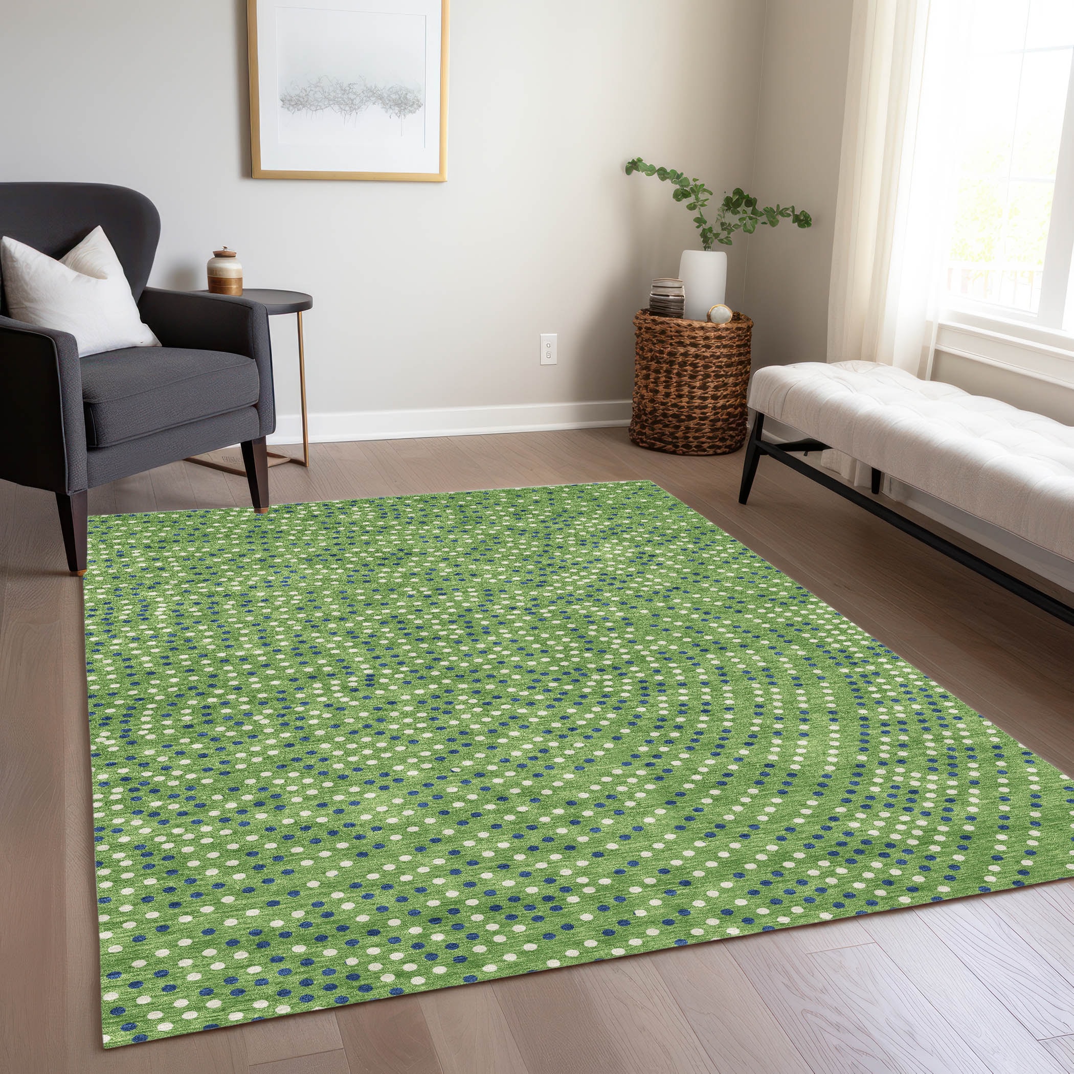 Addison Rugs ACN1021GE8X10 Chantille ACN1021GE 8 x 10 (ft) Polyester Green Rectangular Indoor/Outdoor Geometric Machine washable Area rug