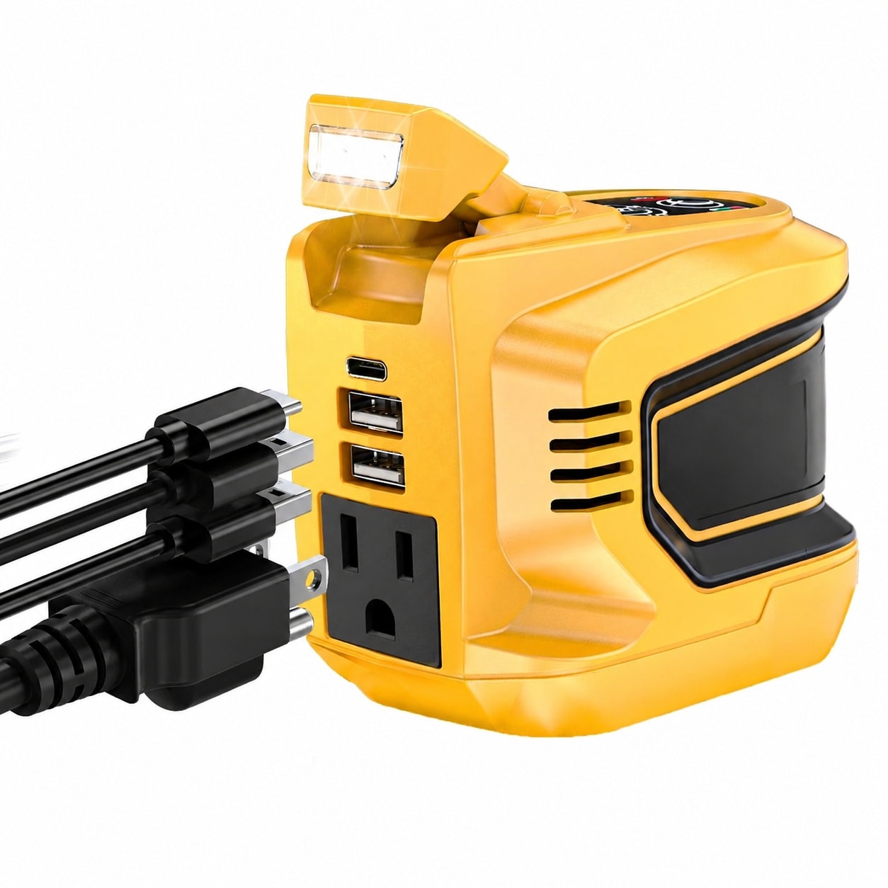 Misopily  200W Portable Power Inverter DC 20V to AC 110V Generator Charger Adapter with 2 USB 1 Type C 1 AC Outlet LED Light for Outdoor Camping