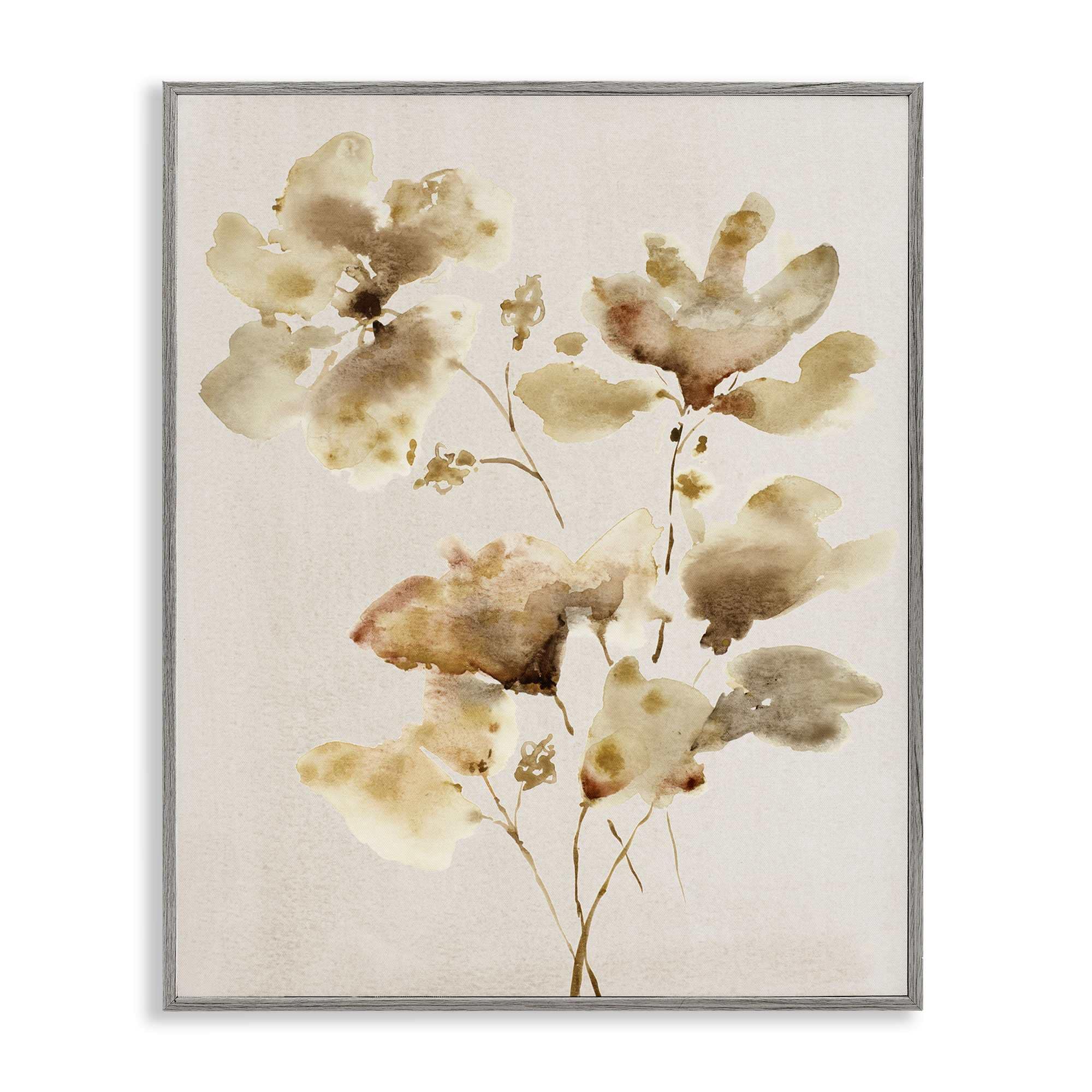 Stupell Industries BT-268-GFF-11X14 Neutral Dappled Flower Blossoms Gray Framed Giclee Art By Krinlox 11 x 14