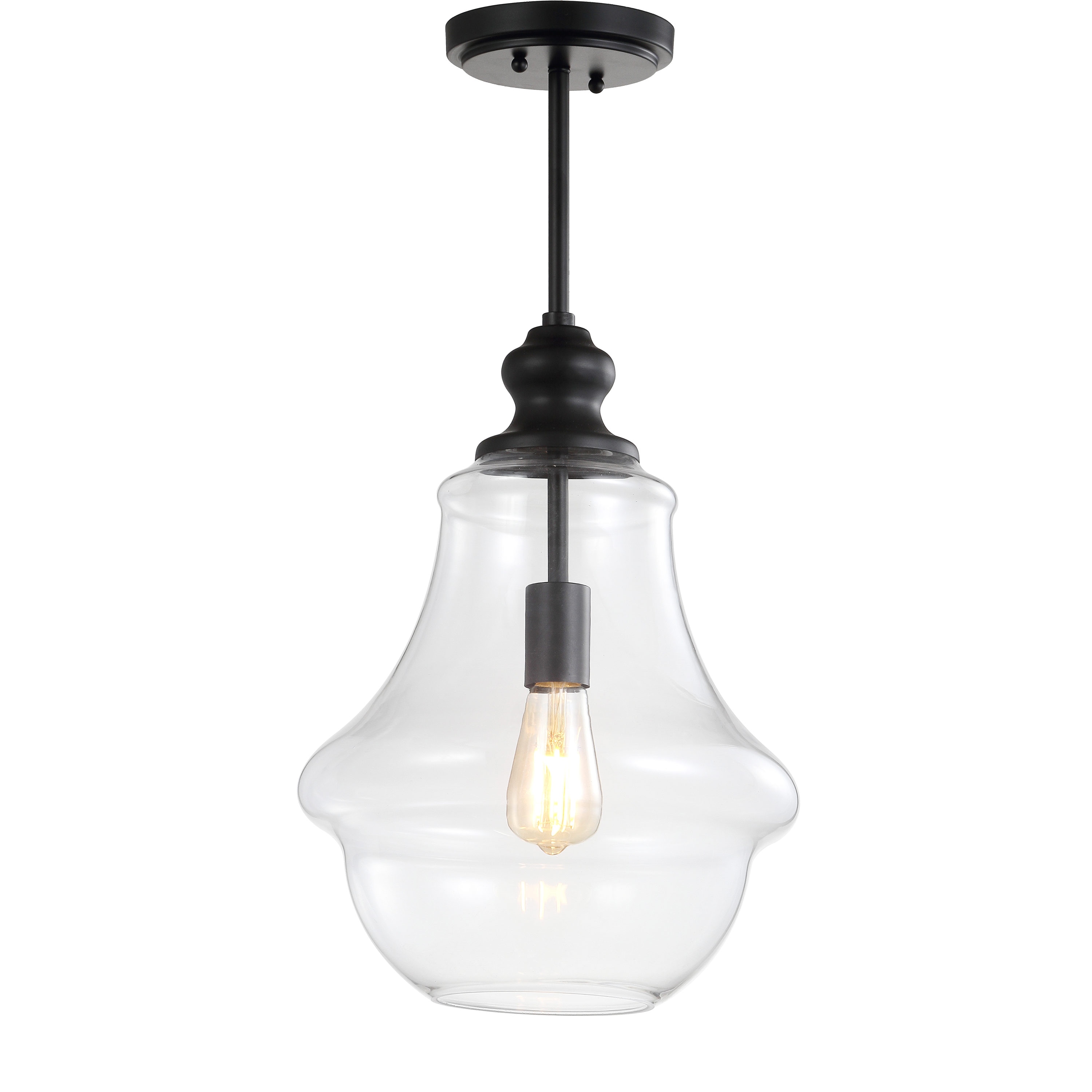Adam 12" Oil Rubbed Bronze Farmhouse Glass LED Pendant