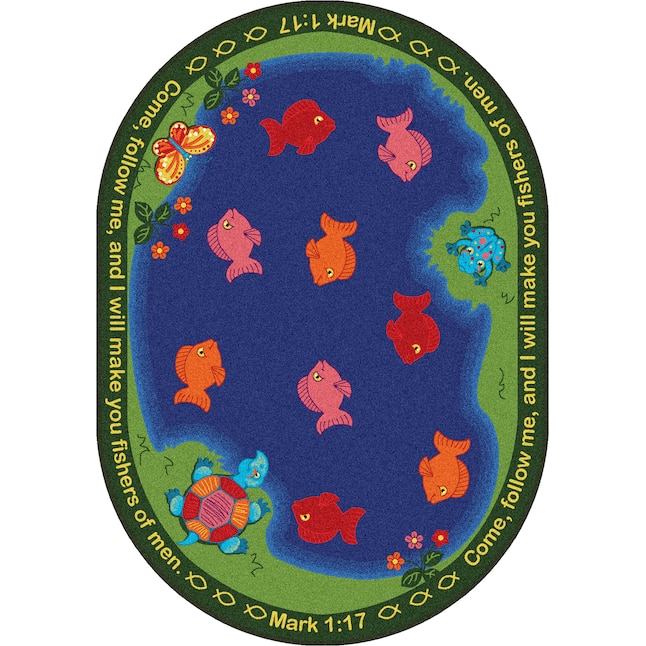 Joy Carpets Fishers of Men 5 x 8 Multi-color Oval Indoor Kids Area Rug Joy Carpets Fishers of Men 5 x 8 Multi-color Oval Indoor Kids Area Rug