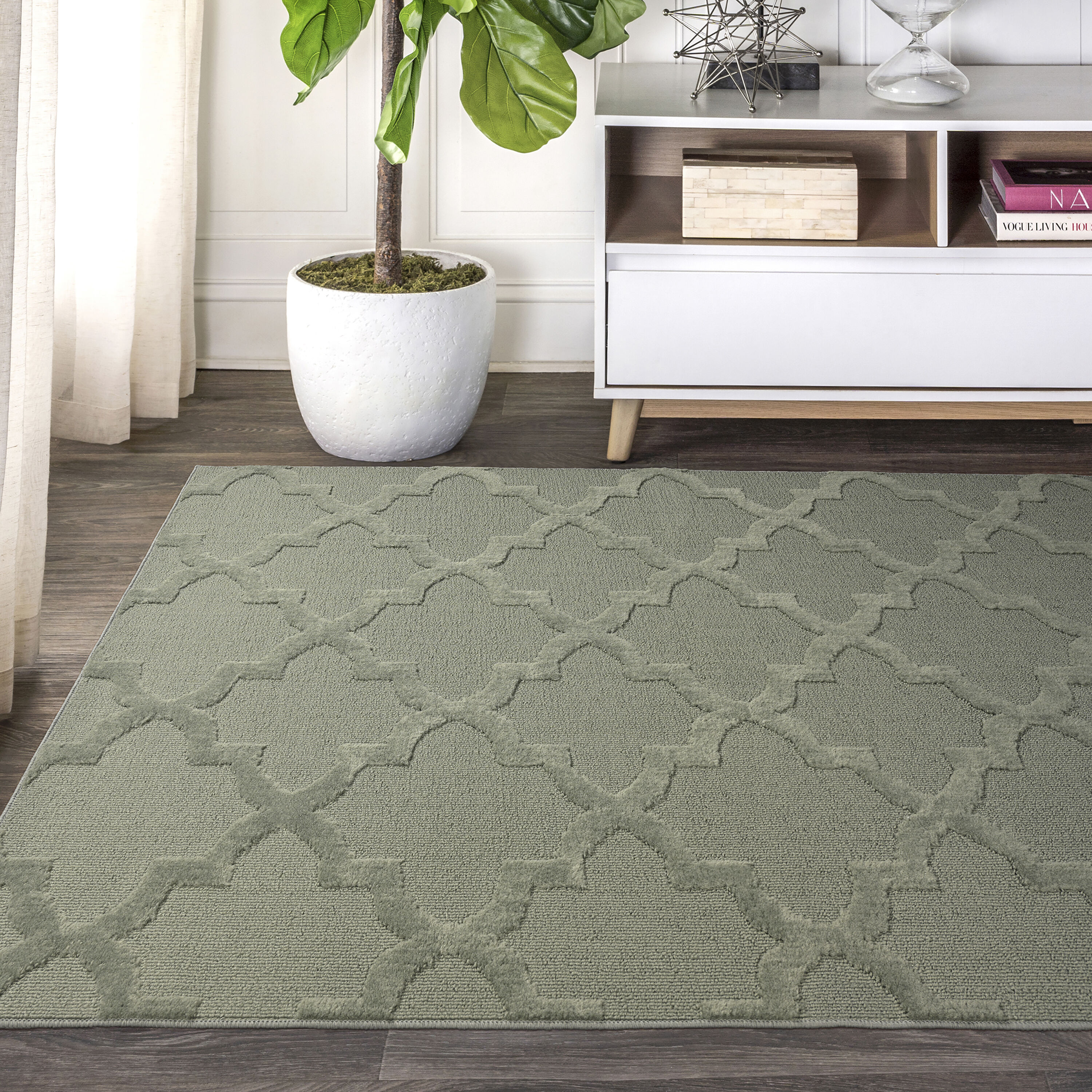 Garland Rug CL300N14414405 Quatro 12 x 12 (ft) Tufted Polypropylene Sage Square Indoor Geometric Farmhouse/Cottage Area rug