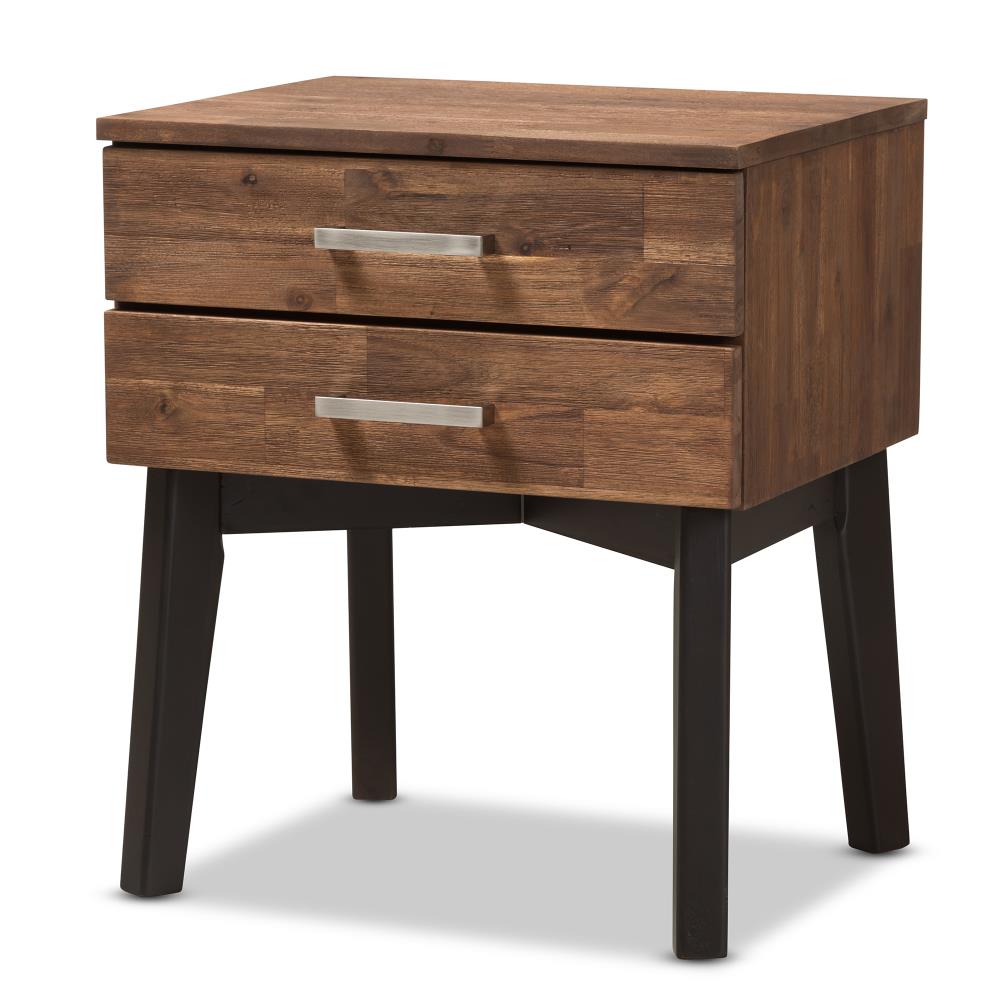 Baxton Studio Selena Walnut Rubberwood Nightstand at Lowes