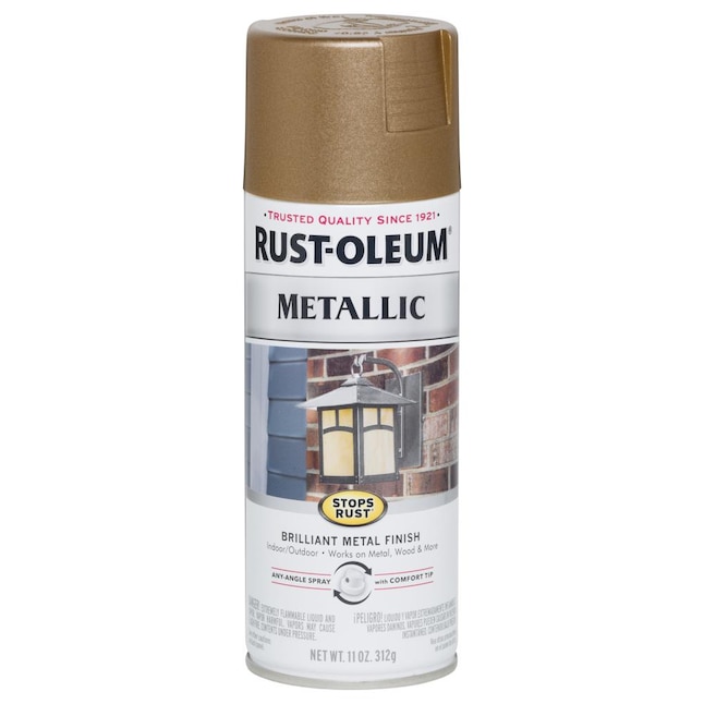 Rust Oleum Stops Gloss Antique Brass Metallic Spray Paint Net Wt 11 Oz In The Department At Com - Brass Colored Spray Paint For Metal