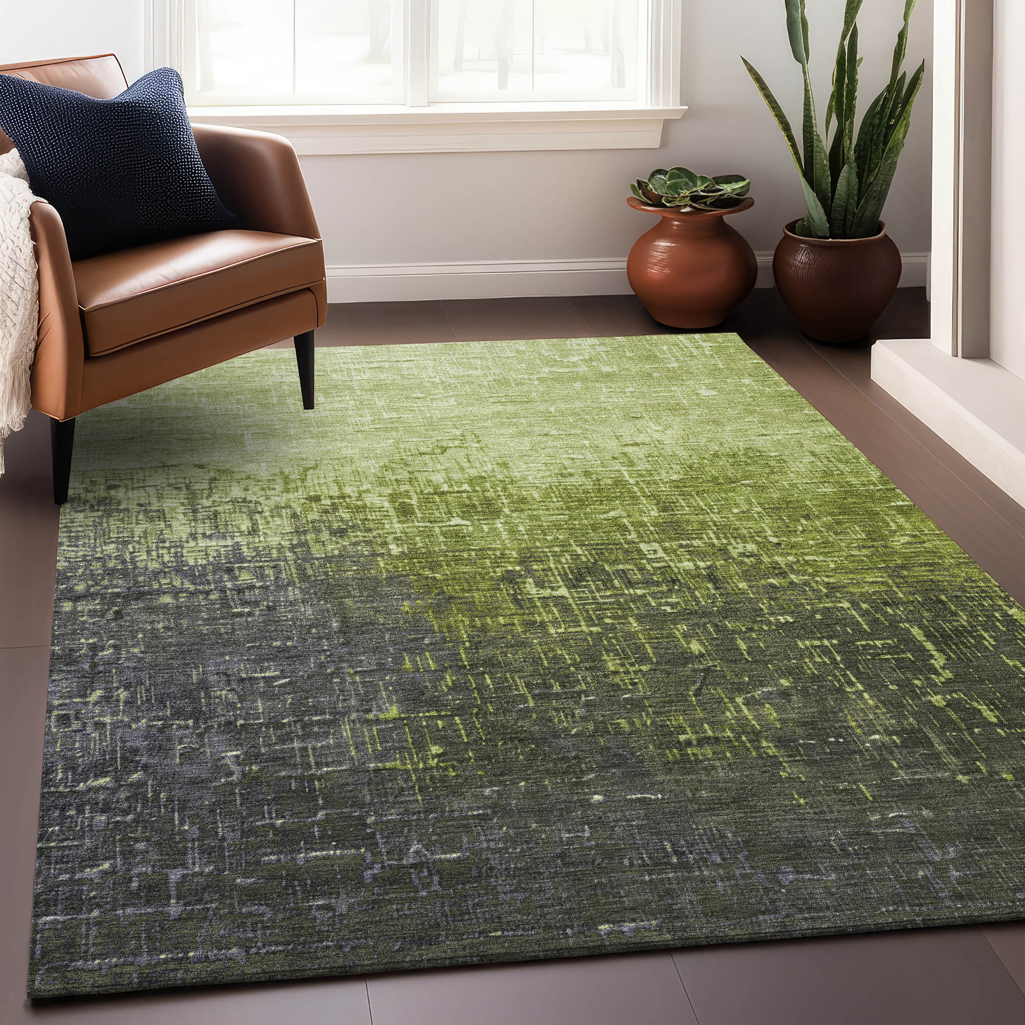 Addison Rugs ACN1066LM5X8 Chantille ACN1066LM 5 x 7 (ft) Polyester Lime Rectangular Indoor/Outdoor Geometric Machine washable Area rug