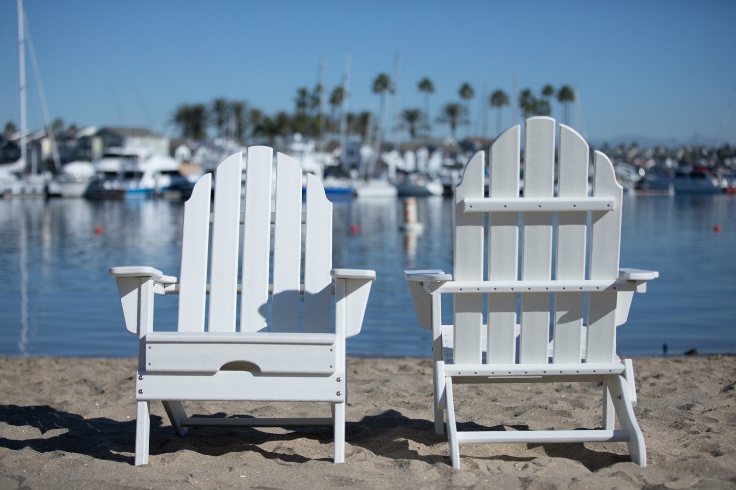 LuXeo LOW-1521F-WHT2 Balboa Adirondack chair Set of 2 White HDPE Frame Stationary Adirondack Chair with Solid Seat
