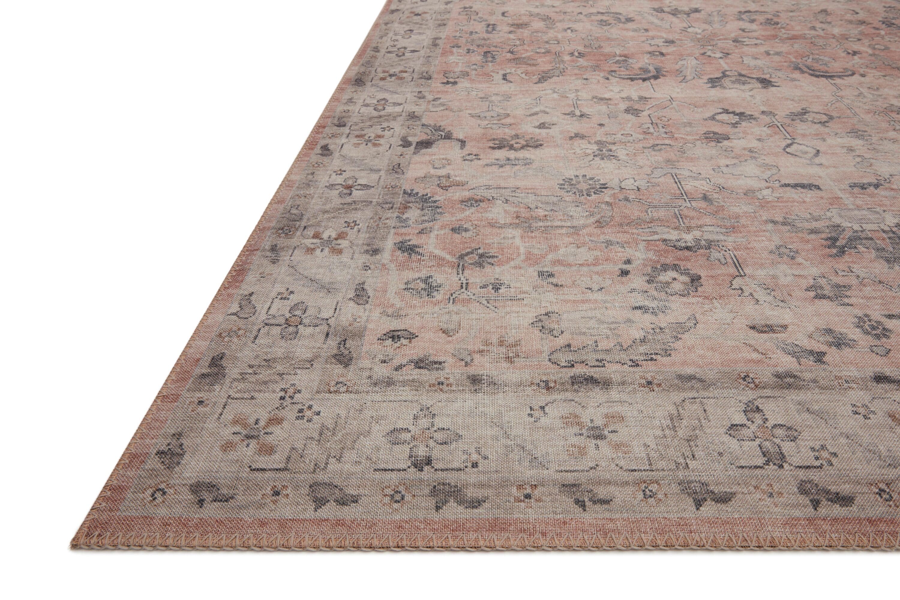 Ivory and Blush Oriental Synthetic 4' x 6' Reversible Rug