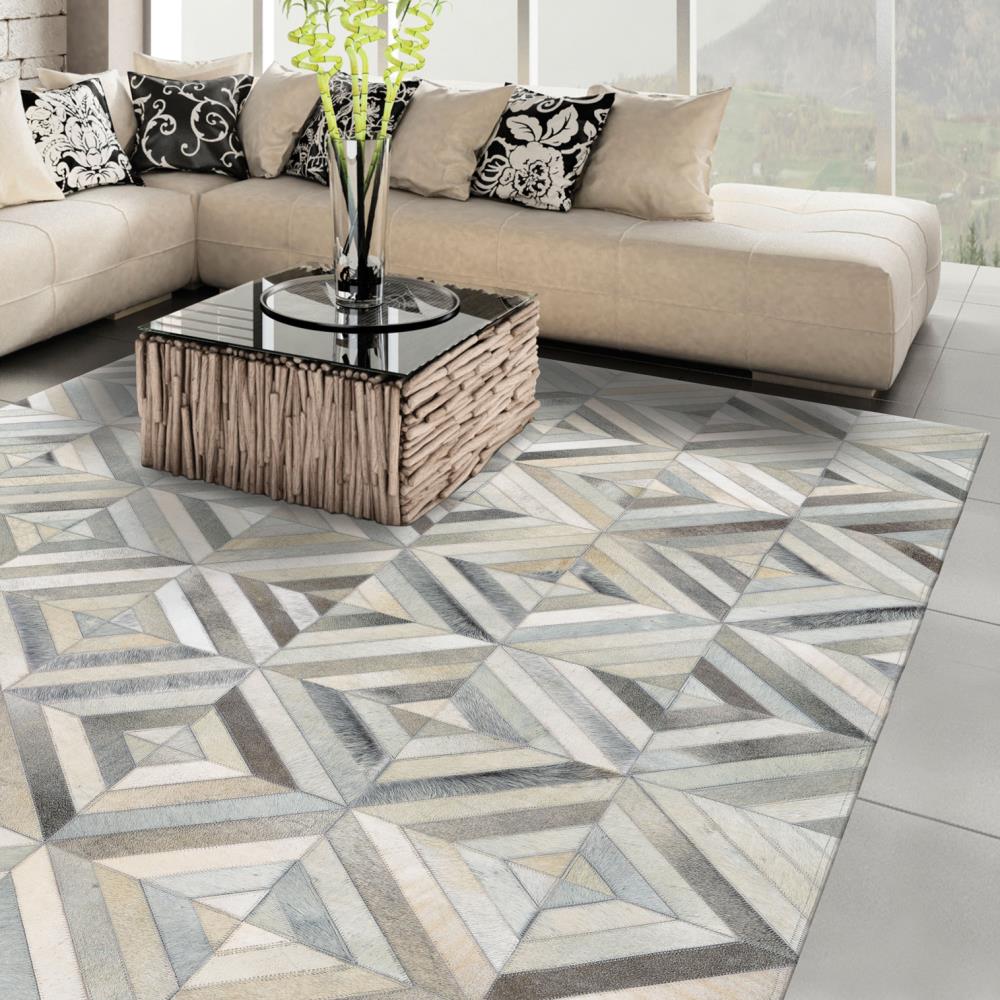 Couristan 03959276034054T Chalet 3 x 5 (ft) Cowhide Ivory Rectangular Indoor Geometric Area rug