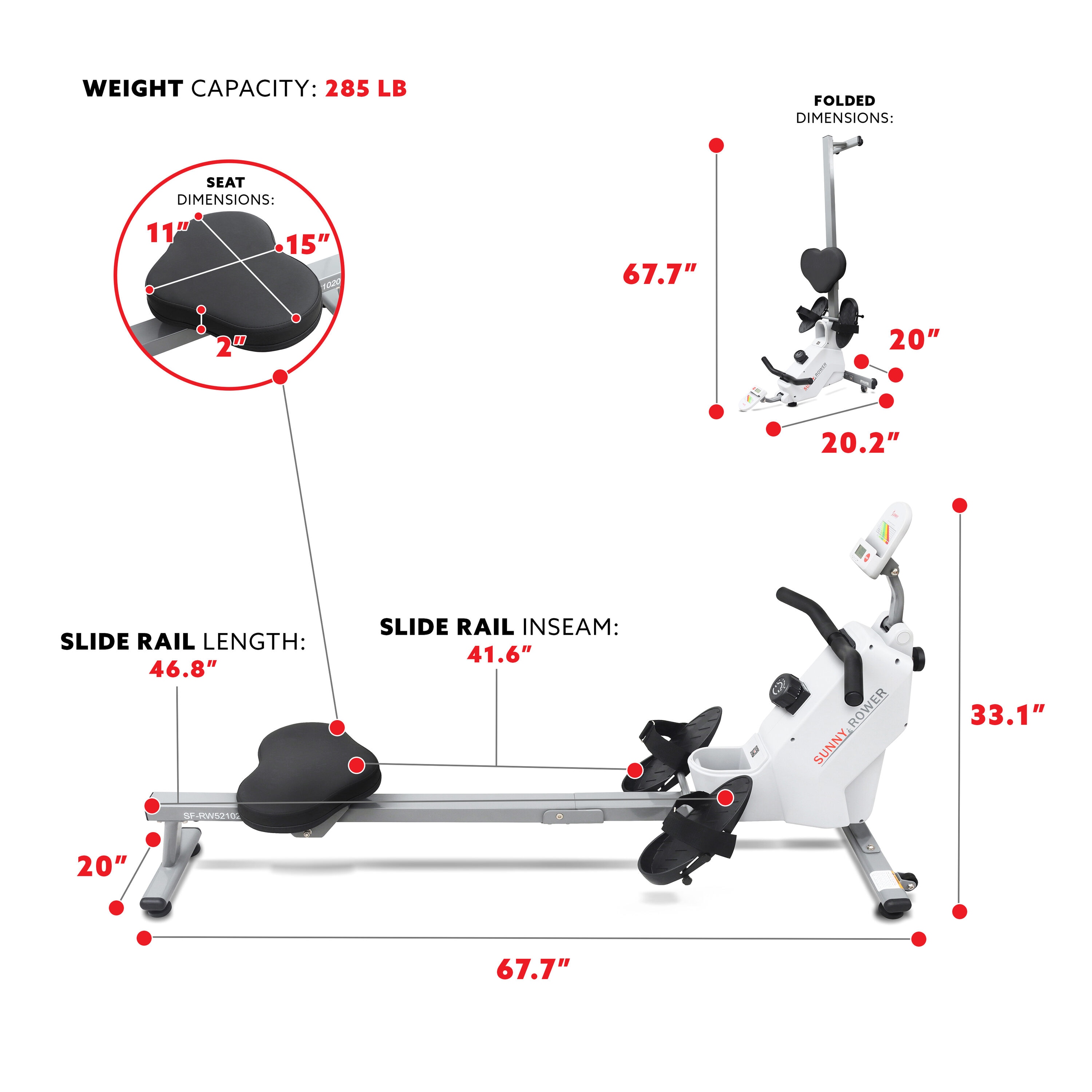 Sunny Health & Fitness SF-RW521020 Rowing-Machines - View #2