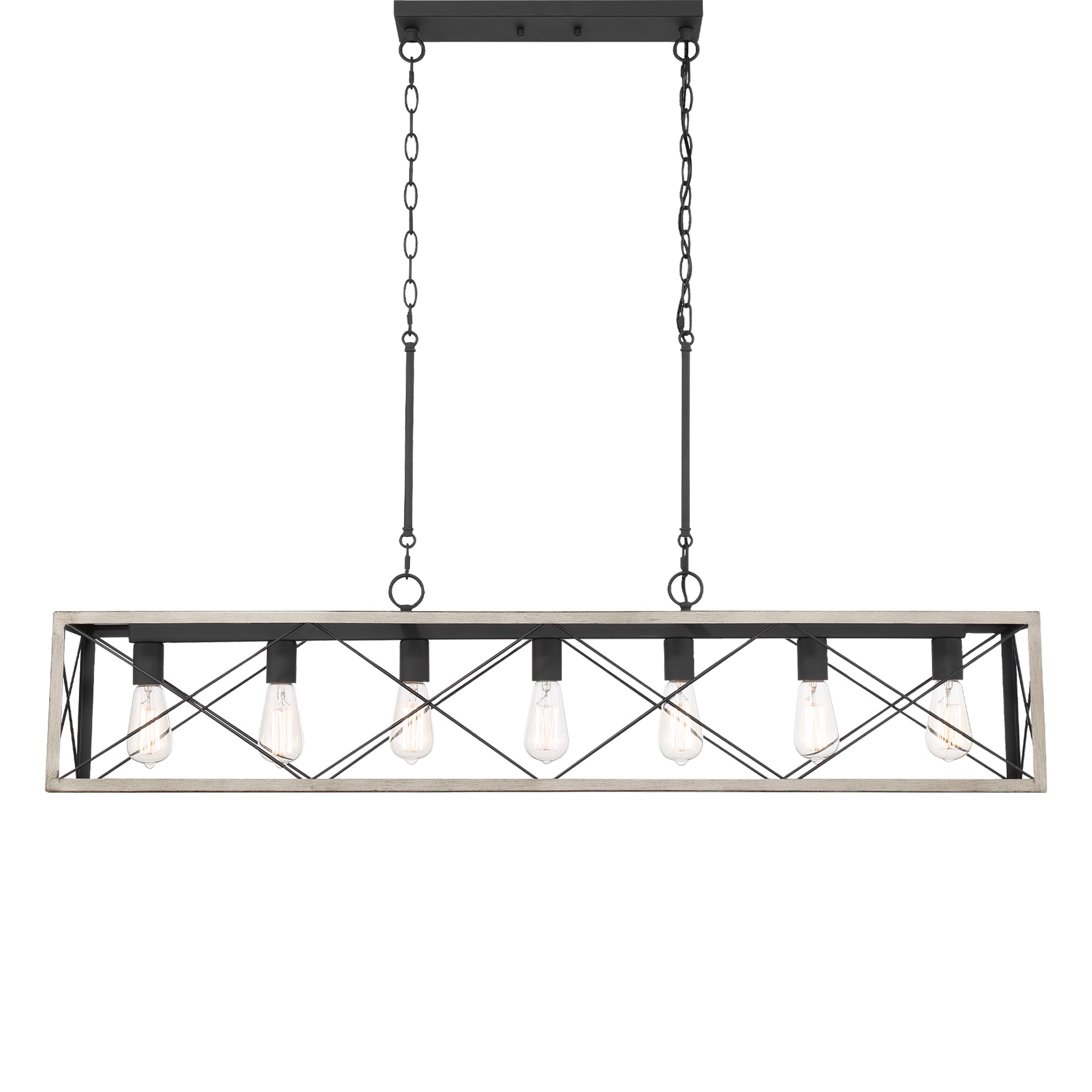 ACROMA 4007DRAZ Alodie 7 -Light Matte Gray Farmhouse Bare bulb For Use in Bedrooms, Dining Rooms, Foyers, Kitchens, Living Rooms Chandelier