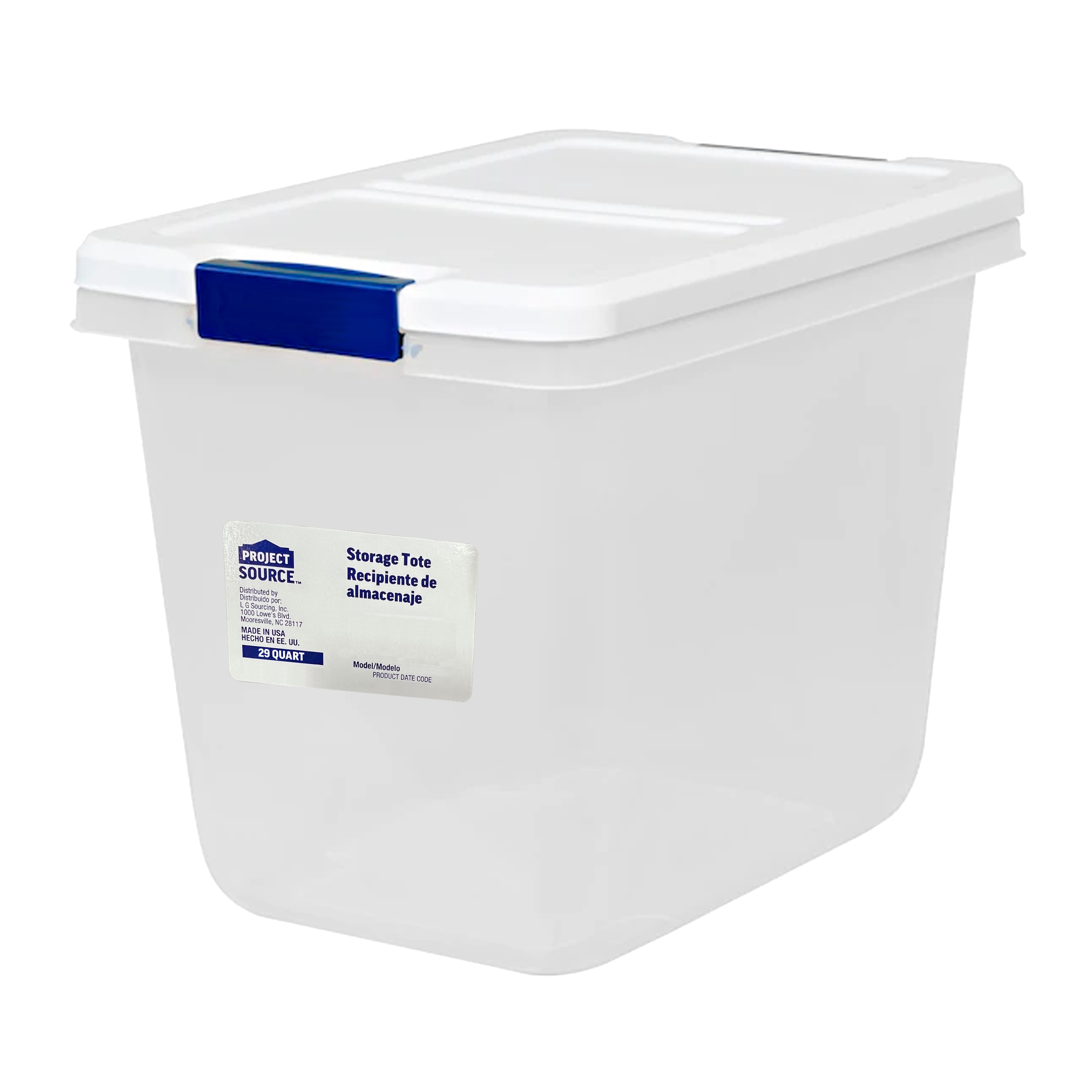 Project Source Small 1.625-Gallons (6.5-Quart) Clear, White Tote with Latching Lid | 7249LWS-010-000-759