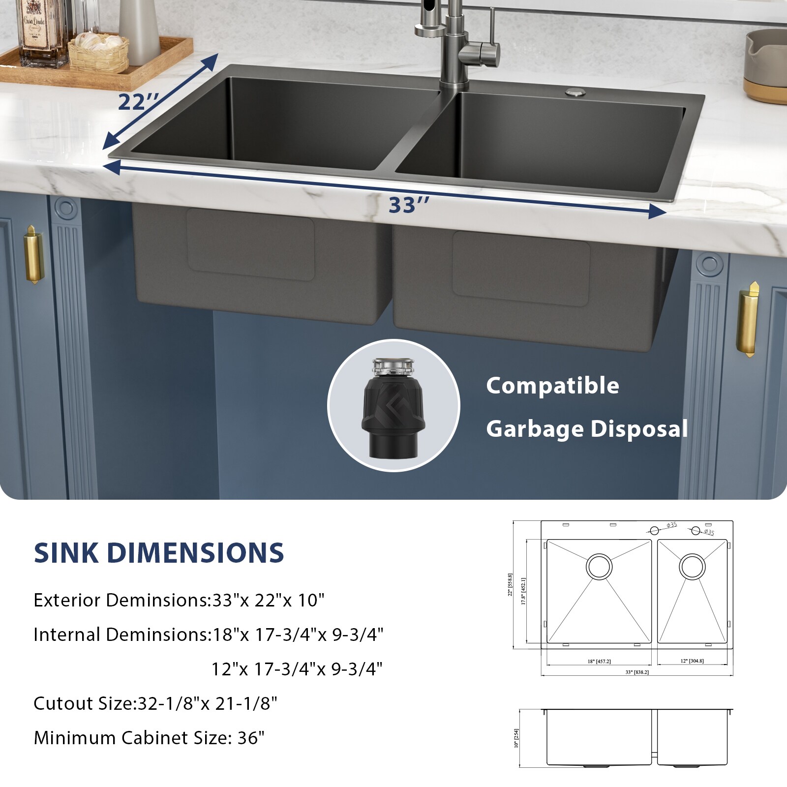 Lordear H-LAT3322R1 Kitchen-Sinks - View #8