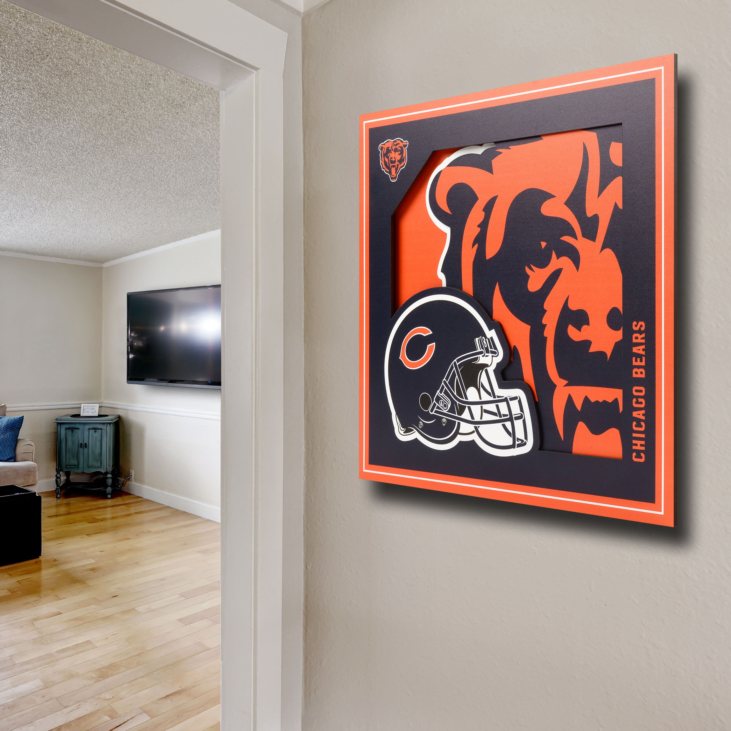 Sportula Chicago Bears Youthefan Nfl Chicago Bears Fan Cave Sign Youthefan  Team Colors Floater Frame 12.5-in H x 17-in W Sports 3D Art in the Wall Art  department at