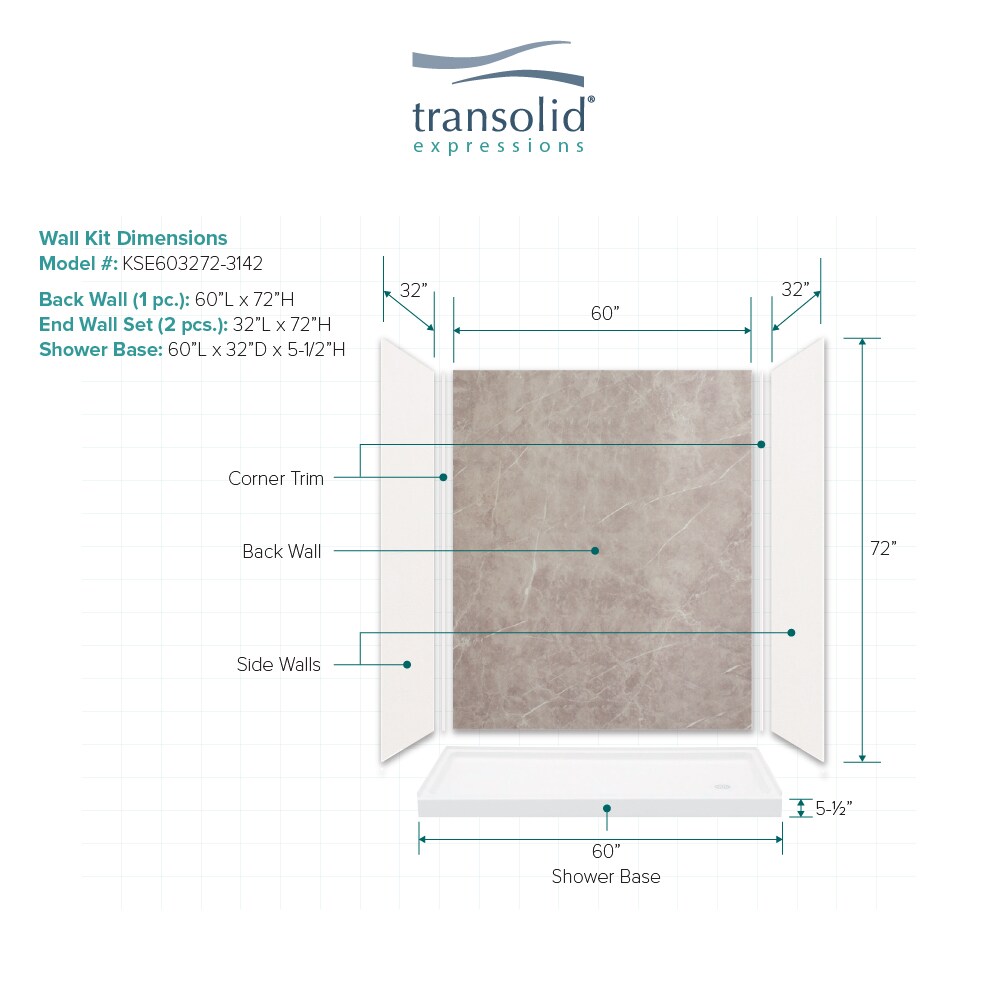 Transolid KSE603272-3142 Alcove-Shower-Kit - View #2