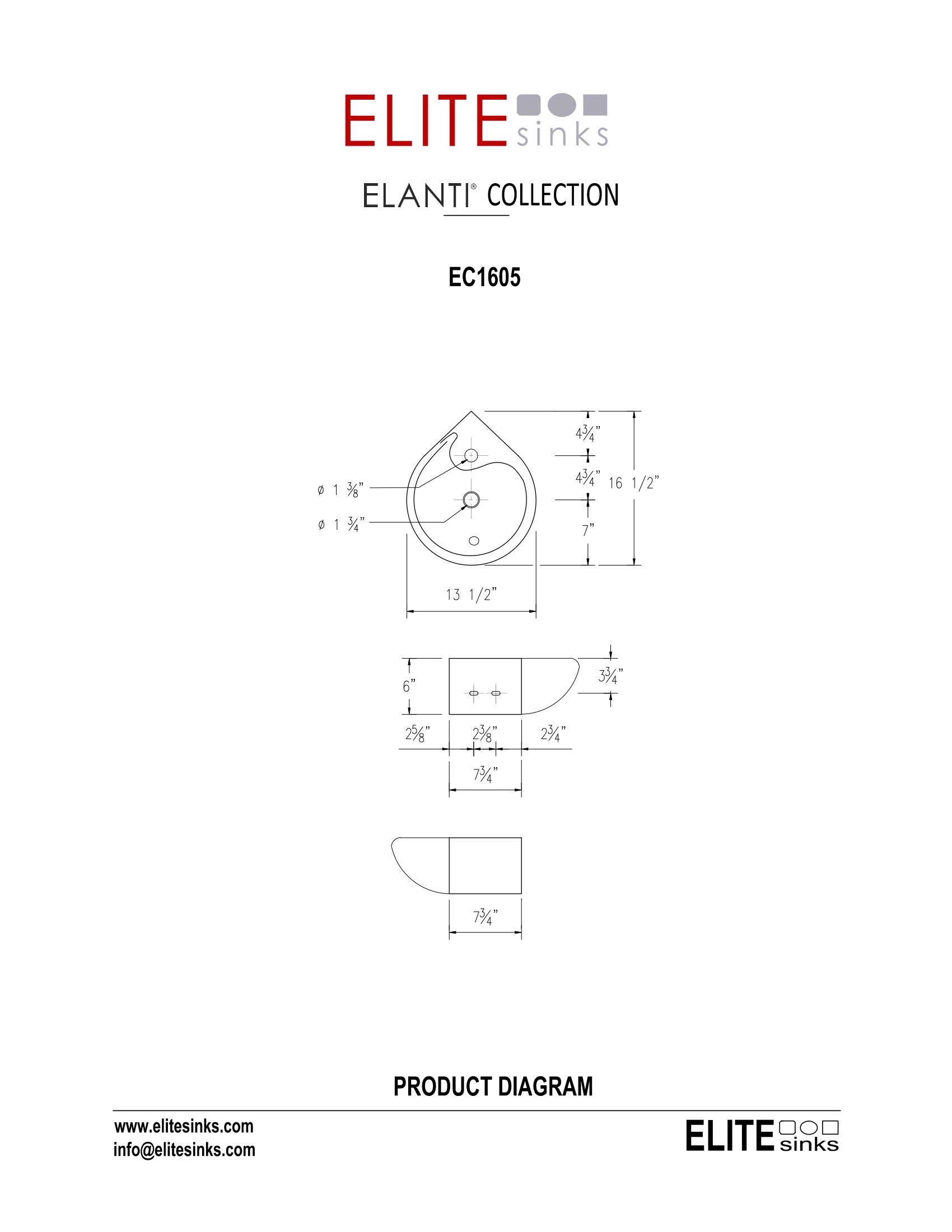 Elanti EC1605 Bath-Sink - View #6