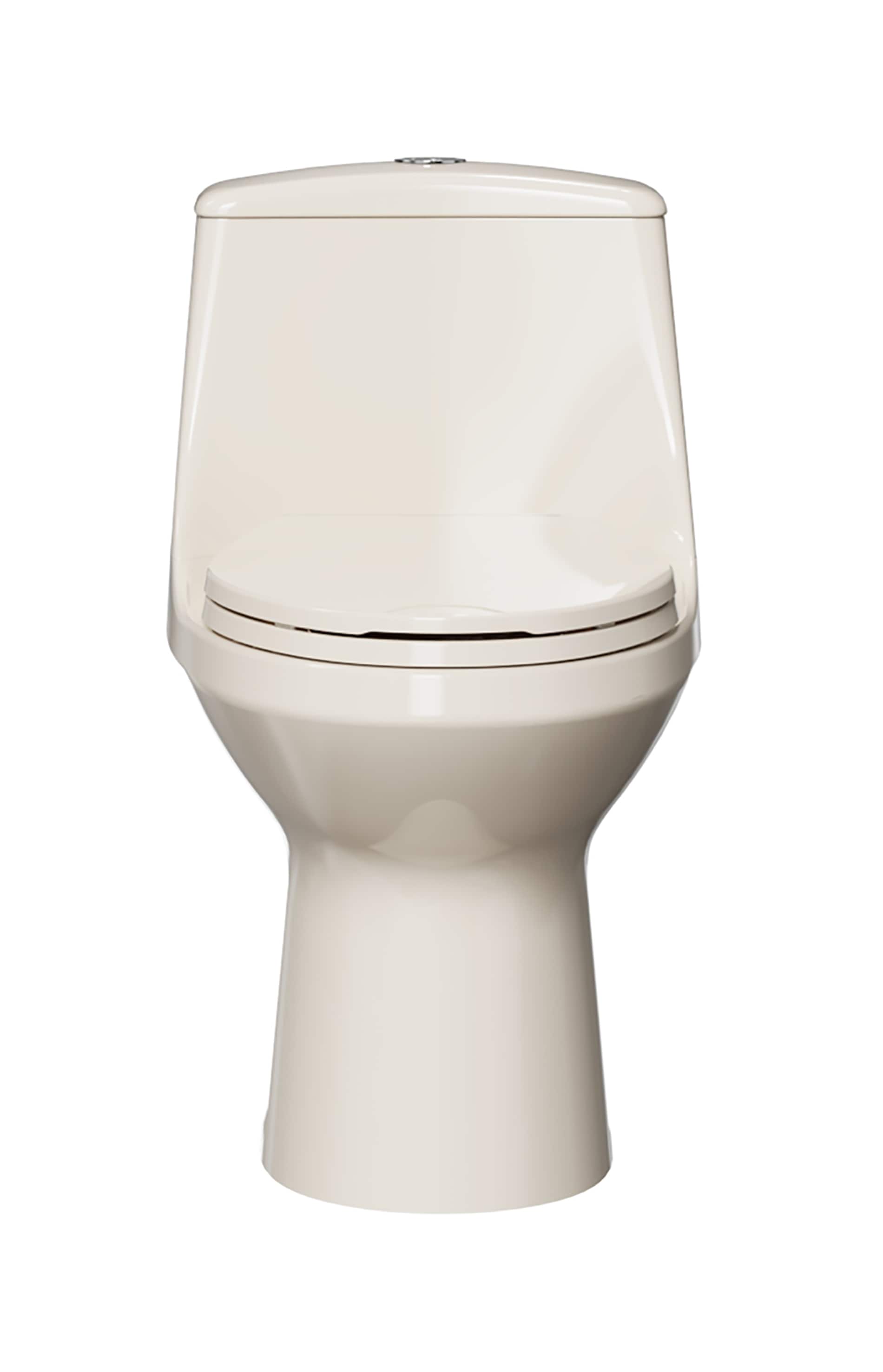 Project Source MT-20102PG Laporte Bone Dual Flush Elongated Chair height 1-piece Toilet 12-in Rough-In WaterSense 1.6 GPF