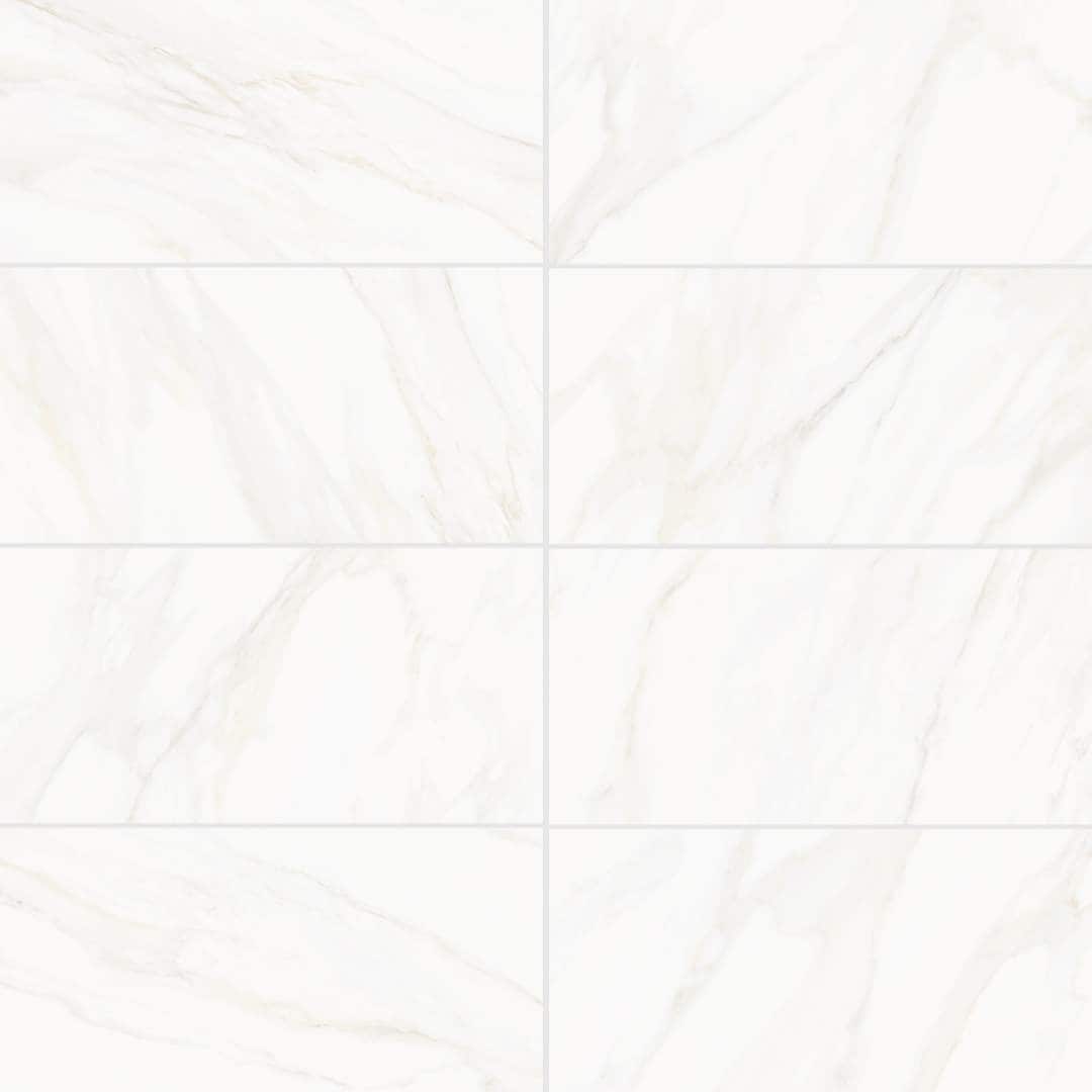 The Tile Life Sample - Savannah Calacatta Gold 4-in x 4-in Polished Porcelain Marble look Floor and Wall Tile