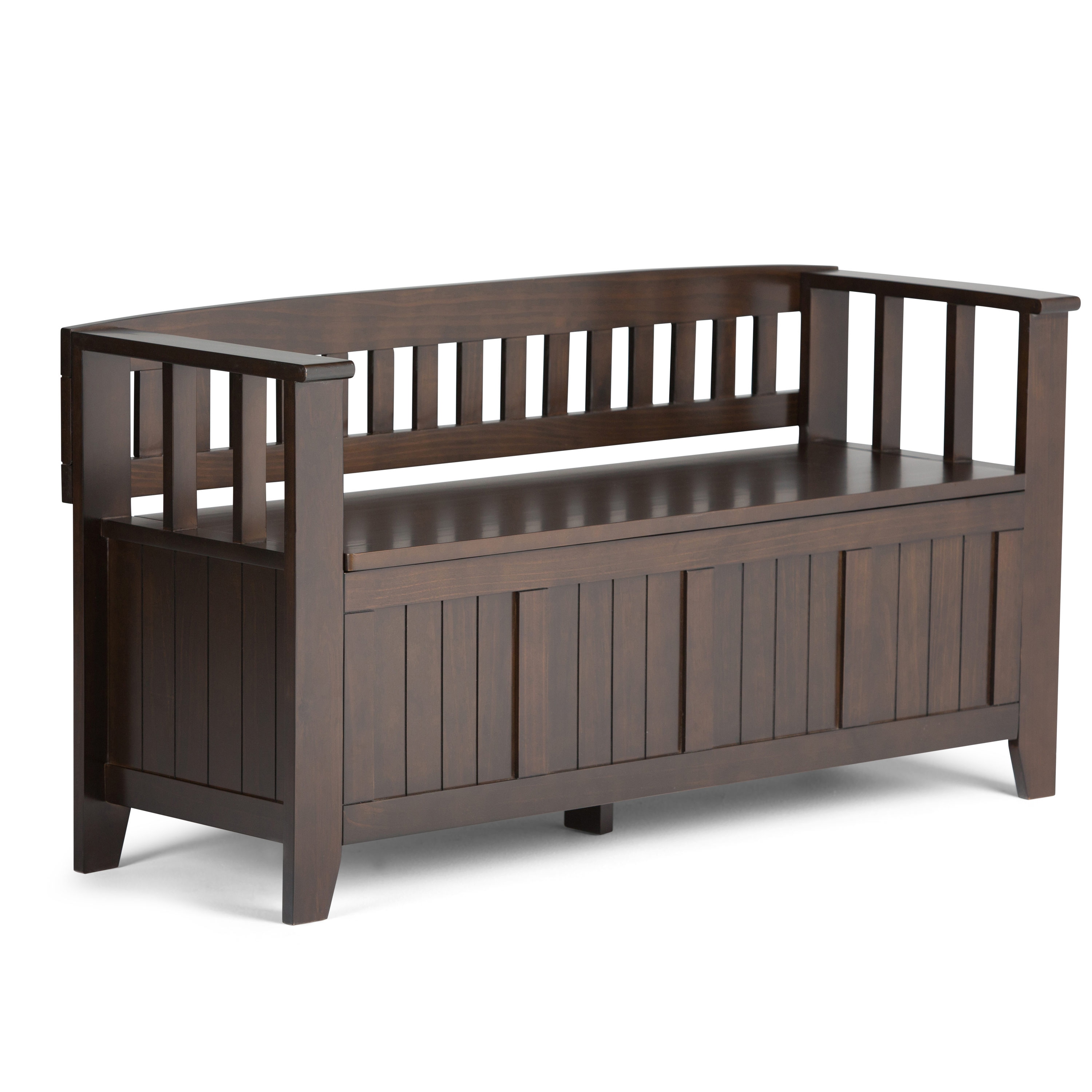 Simpli Home AXCRACA13-BRU Acadian Modern Brunette Brown Storage Bench with Storage 48-in x 17-in x 25.2-in