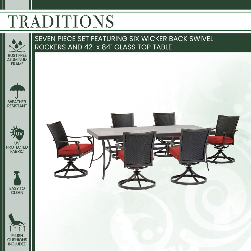 Hanover TRADDNWB7PCSWG-RED Patio-Dining-Sets - View #2