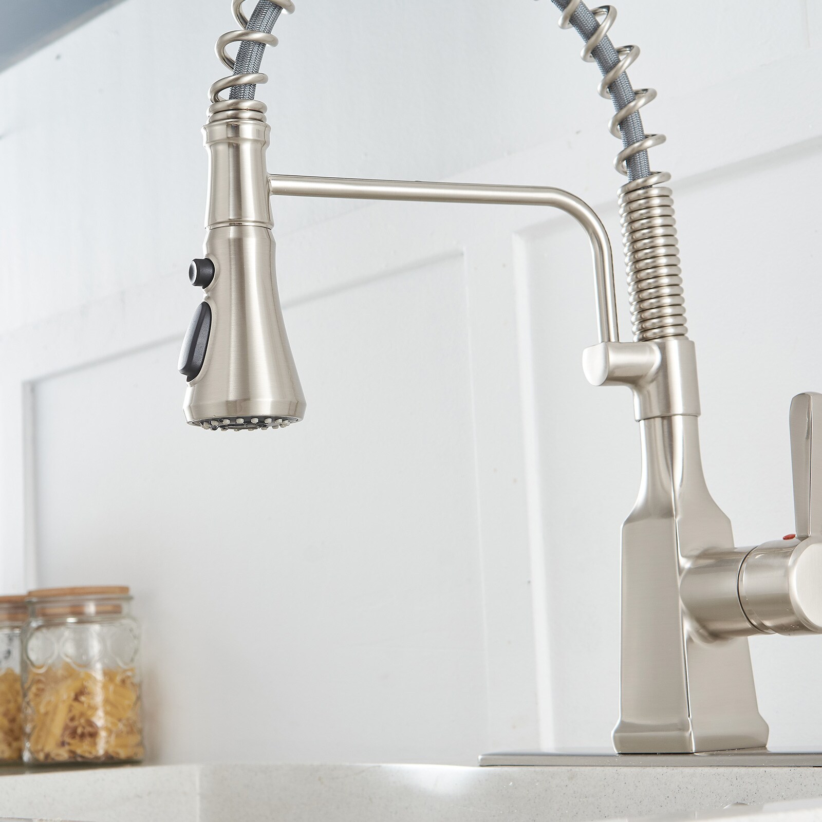 BWE A-94552 Single Kitchen Faucet Brushed Nickel Single Handle Filtered Kitchen Faucet With Deck Plate