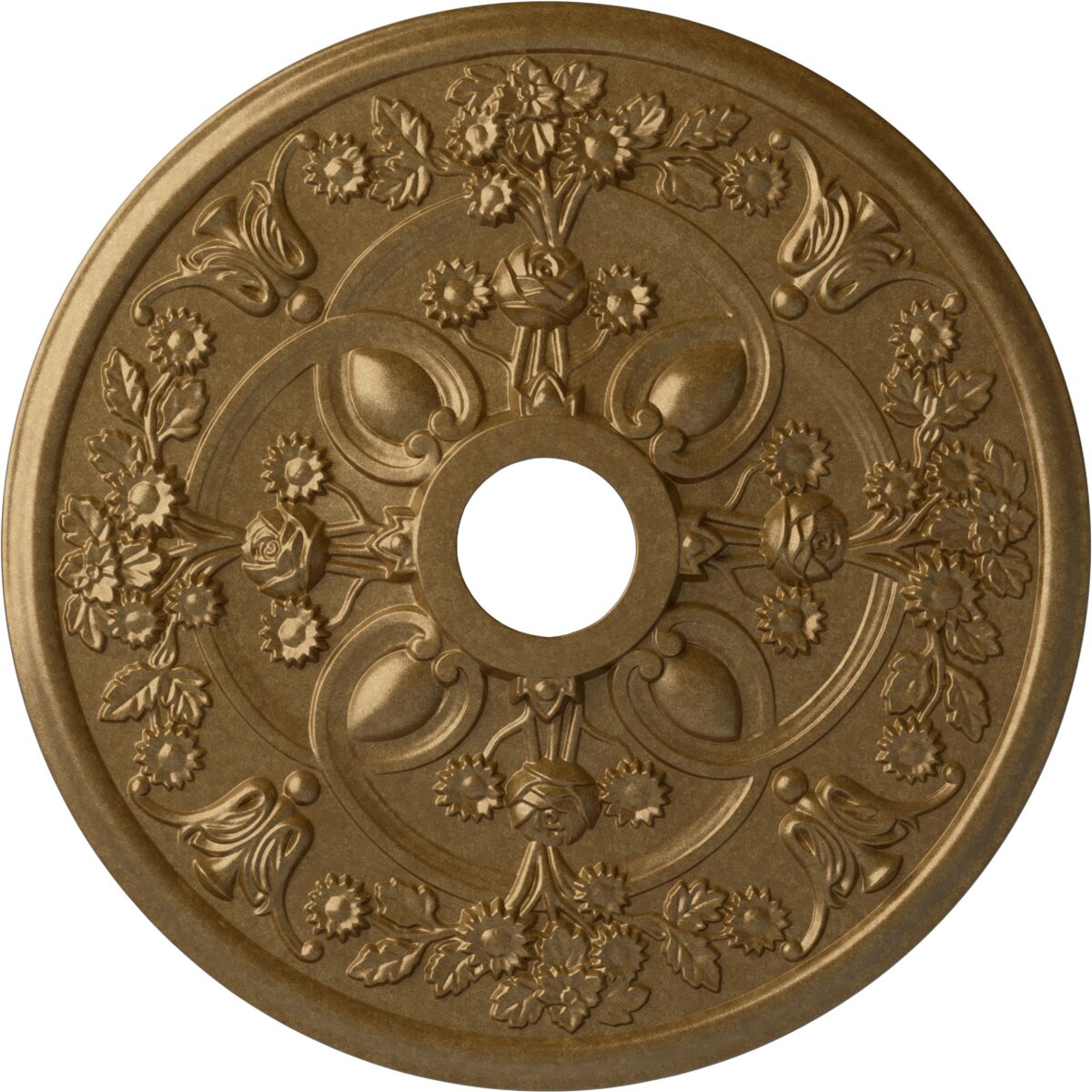 Ekena Millwork CM30ROPAS Rose 30.875-in W x 30.875-in L Painted Pale Gold Polyurethane Whole Ceiling Medallion