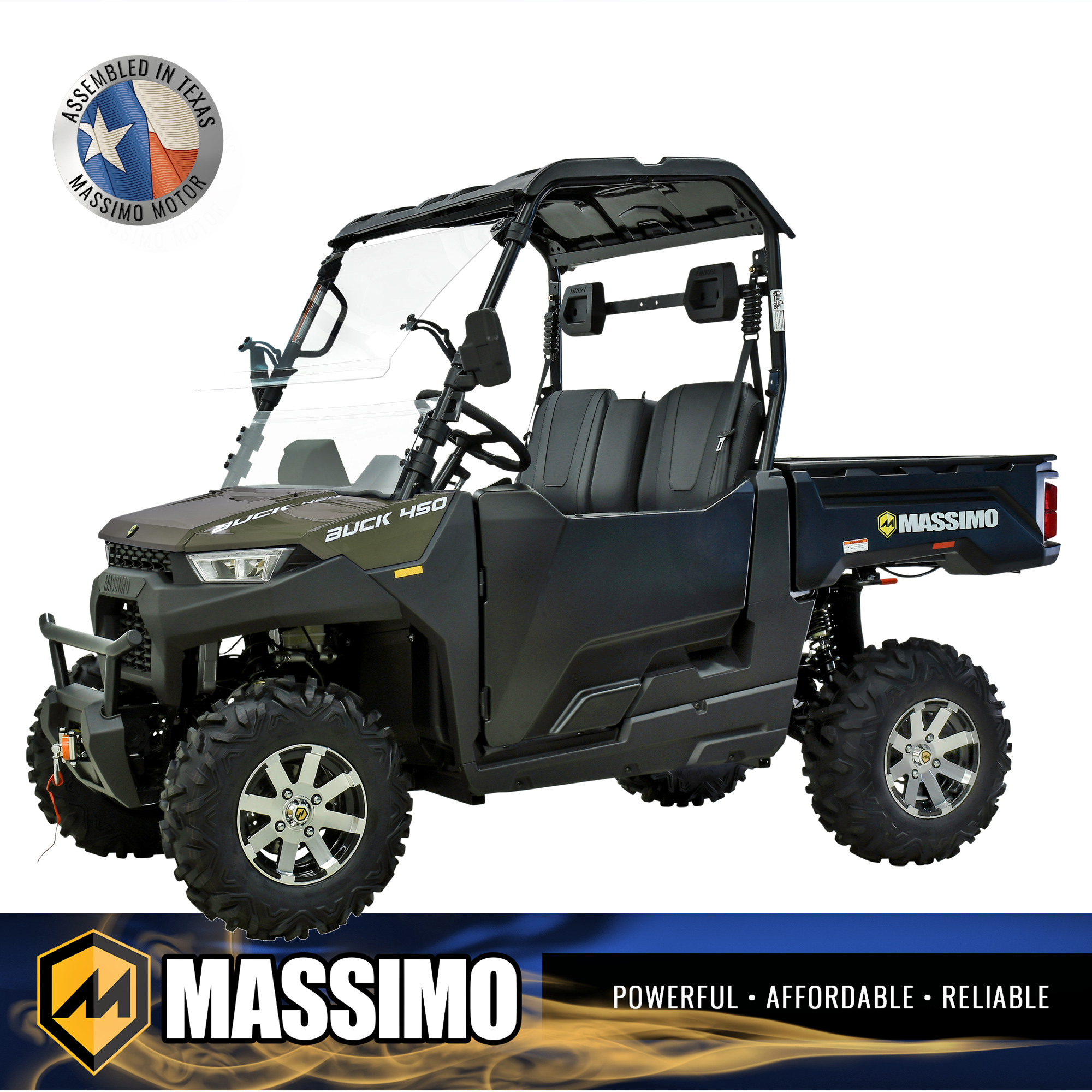 Massimo MMS-BK450-GR Buck 450 4WD 352cc Gas UTV with Dump Bed Green