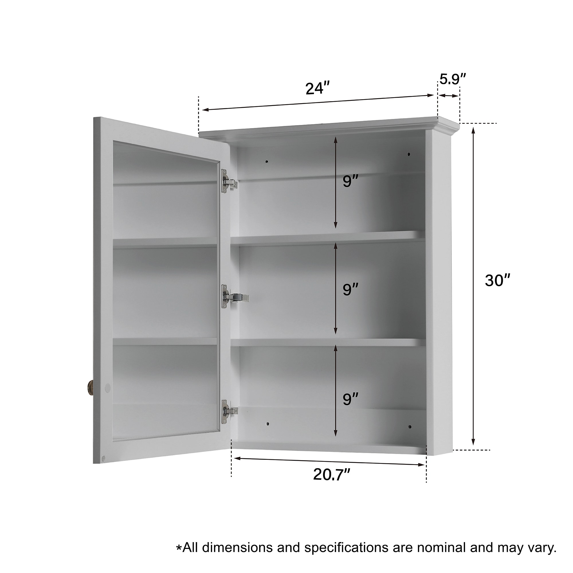 WELLFOR Solid Wood 24-in x 30-in Surface Mount Gray Mirrored Soft Close ...