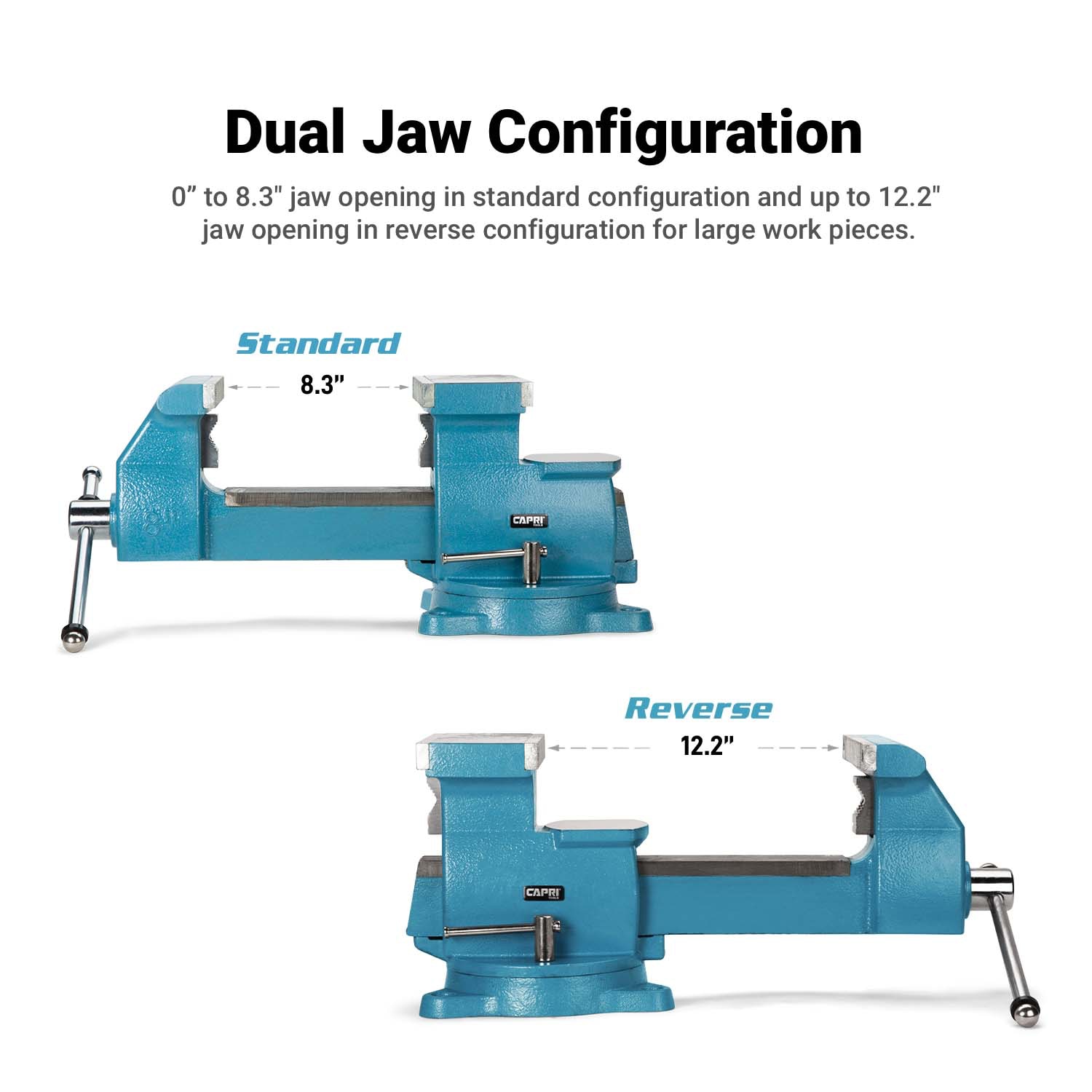 Capri Tools Heavy-Duty Reversible Bench Vise, 8-in Jaw Width, 12.2-in Jaw Opening, 4.7-in Throat Depth, 10,000-lb Clamping Force CP10550-8 Sansujyuku sansujyuku.com