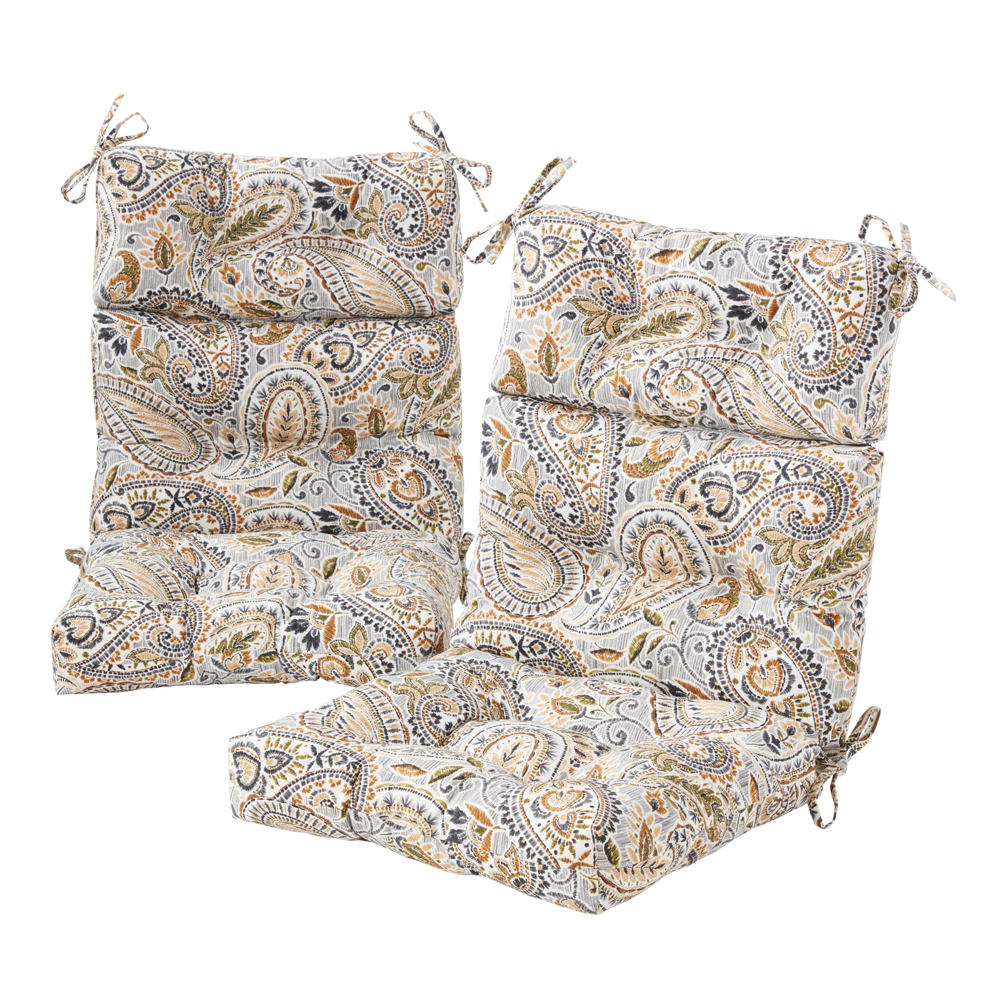 Greendale Home Fashions - Outdoor 20-in x 22-in 2 -Piece Arctic Paisley High back patio chair cus...