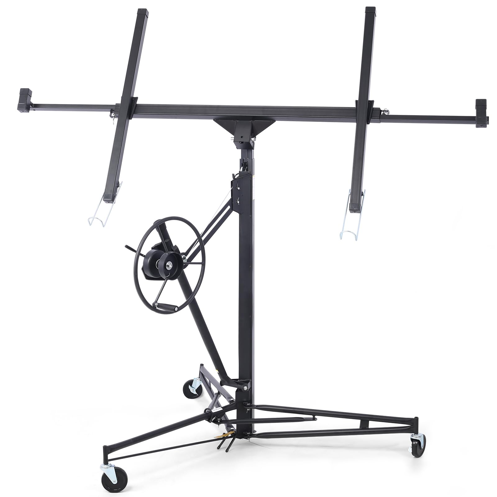 Garvee 16FT Drywall Lift Panel Hoist Jack Lifter 150 LBS Heavy Duty Steel Sheetrock Lift with Wheels Adjustable Telescopic Drywall Jack for Ceiling and Wall Installation Black