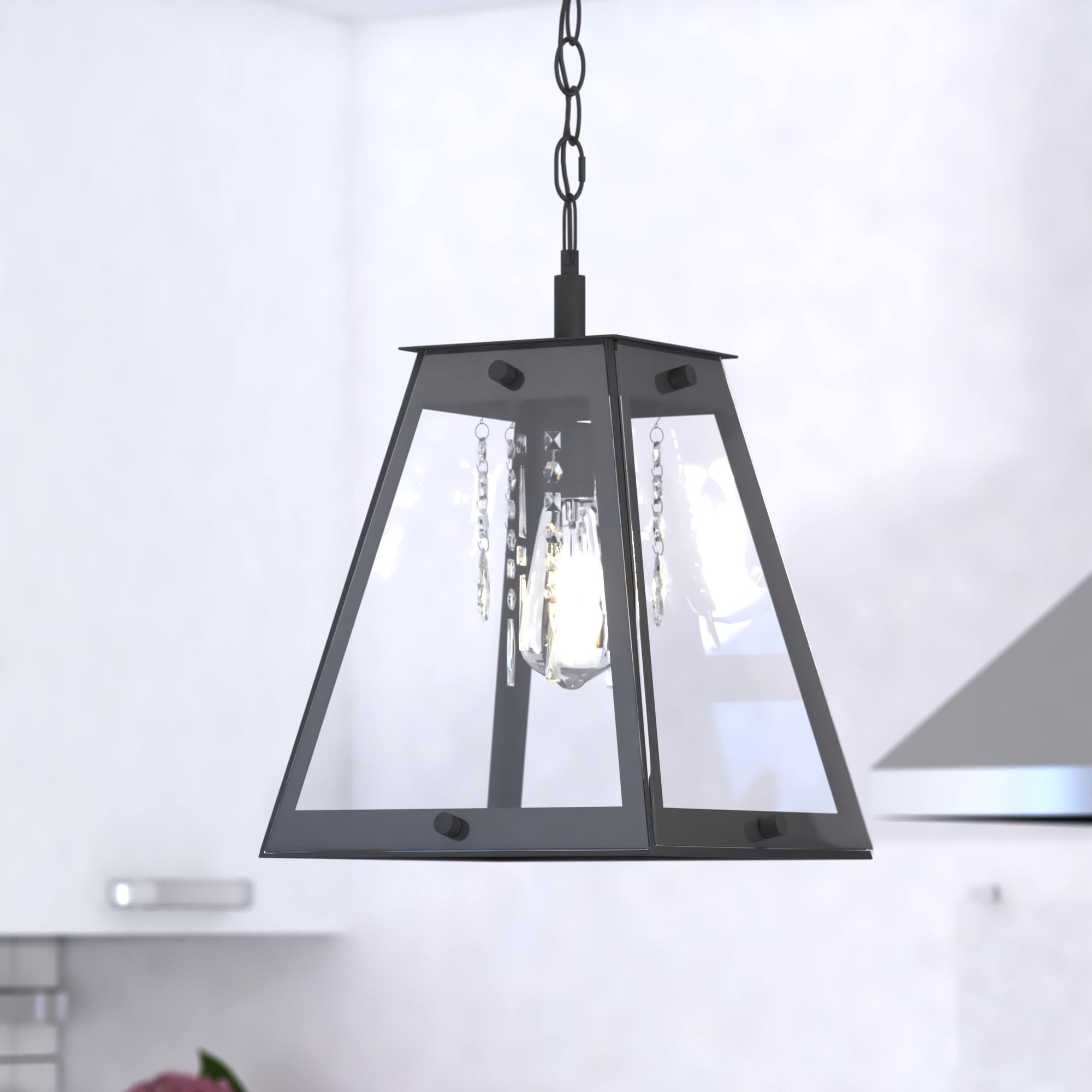 Tremont Matte Black and Bronze Glass Pendant Light
