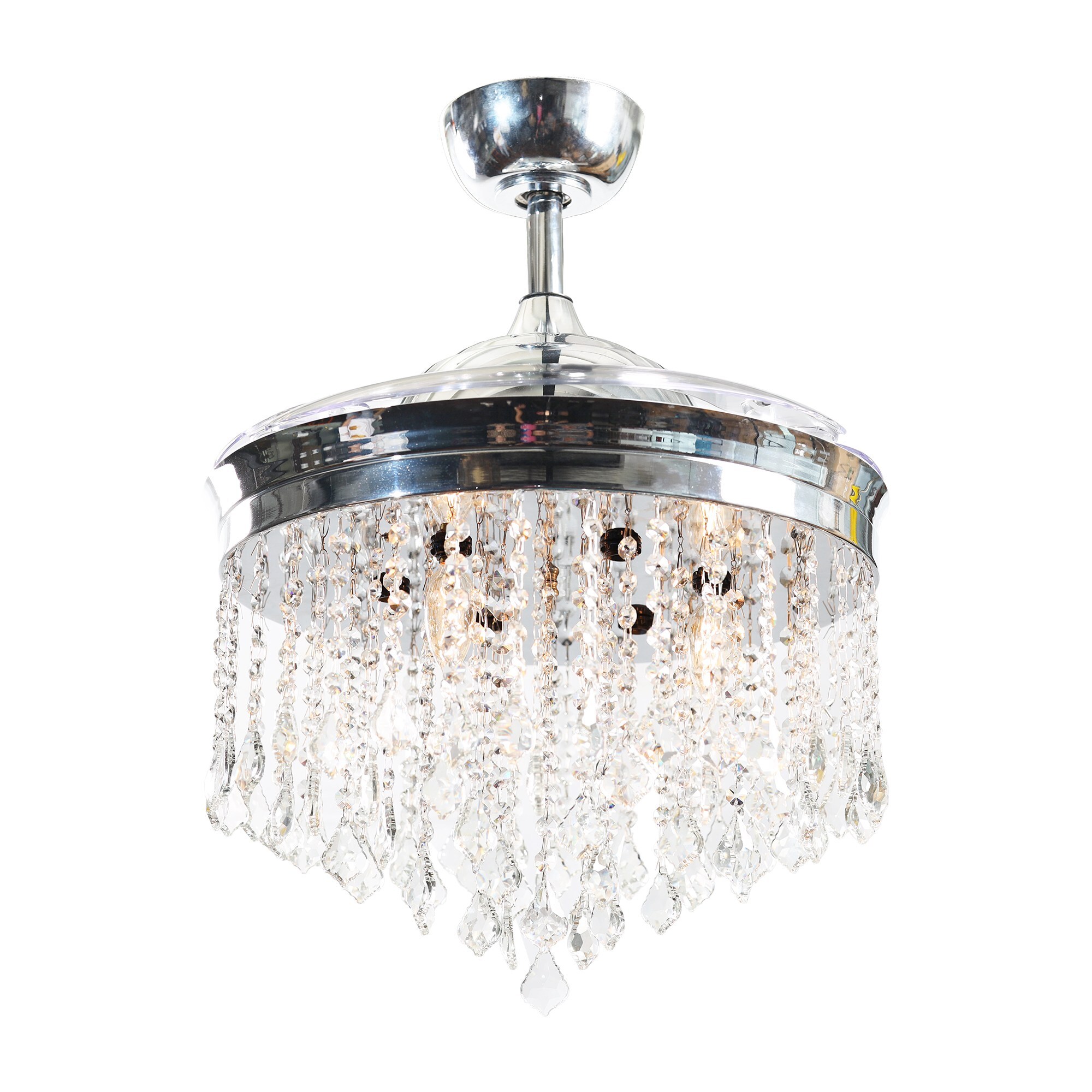 Mateo 42" Chrome Retractable Ceiling Fan Chandelier with Remote