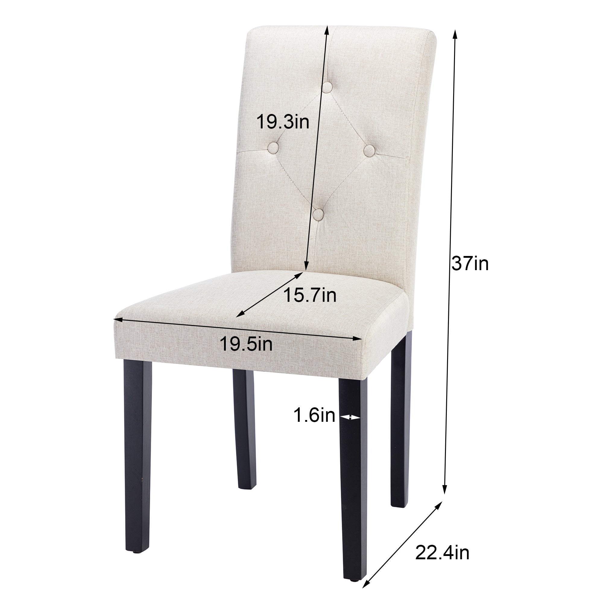 Vecelo LOE-DC01-BGE-2P Dining-Chairs - View #3